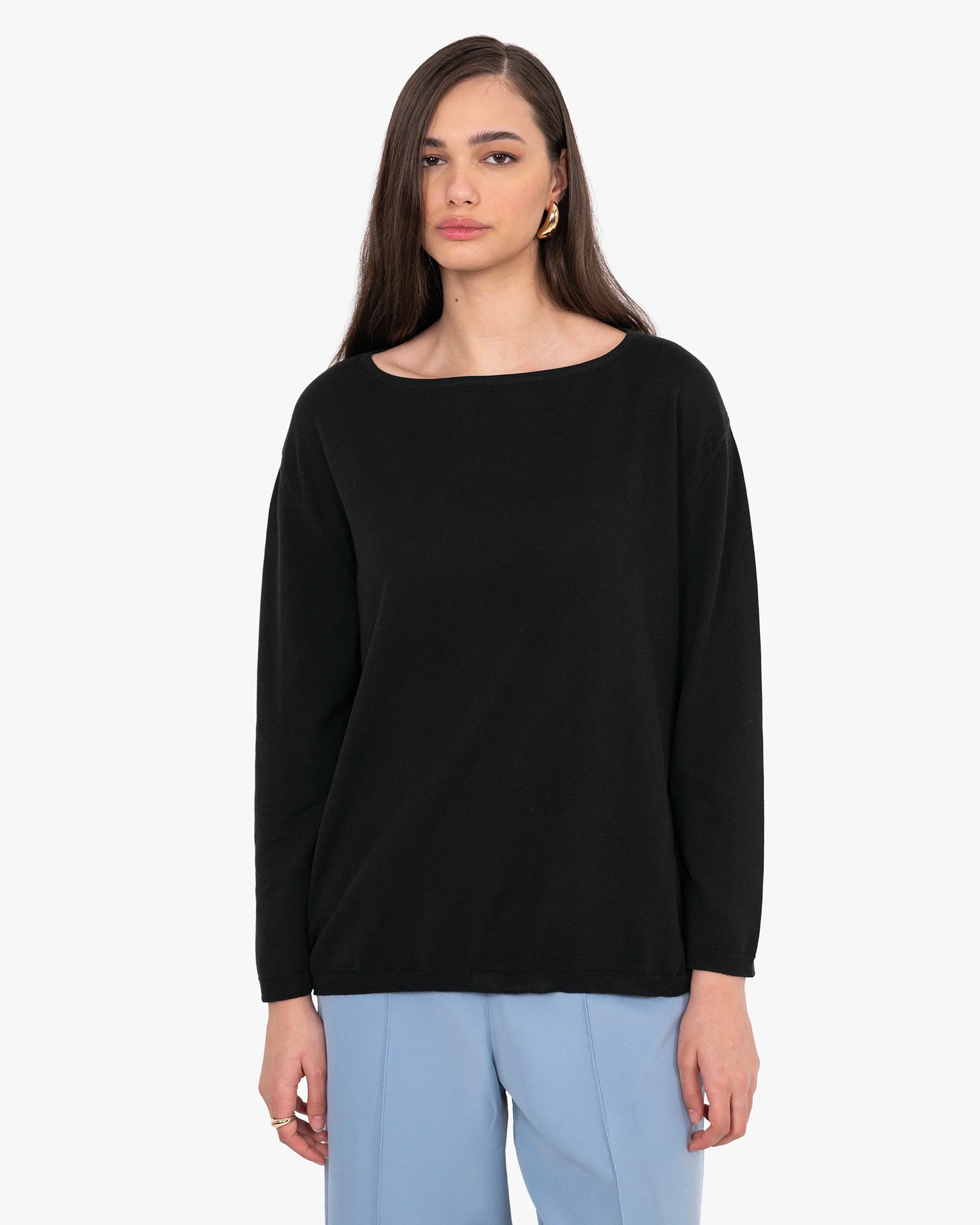 Oasi Boat Neck Sweater - Black – Image 3