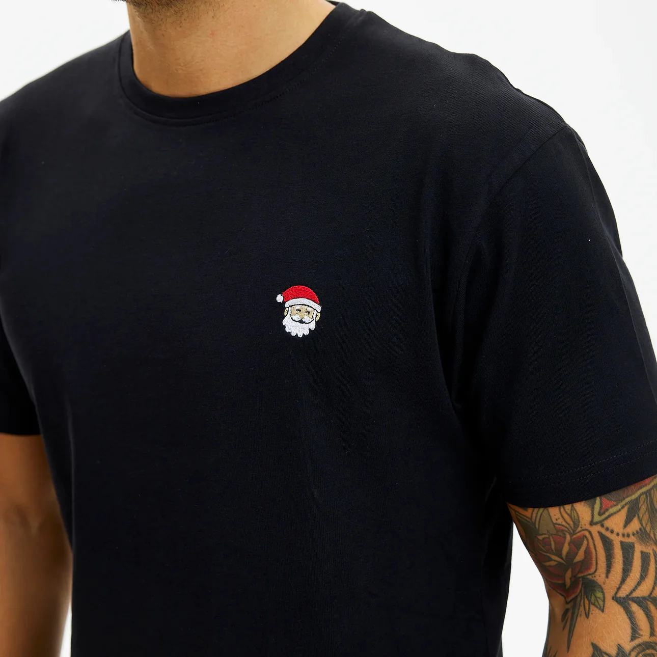 T-shirt de Noël pour Homme et Femme Noir Père Noël – Image 3