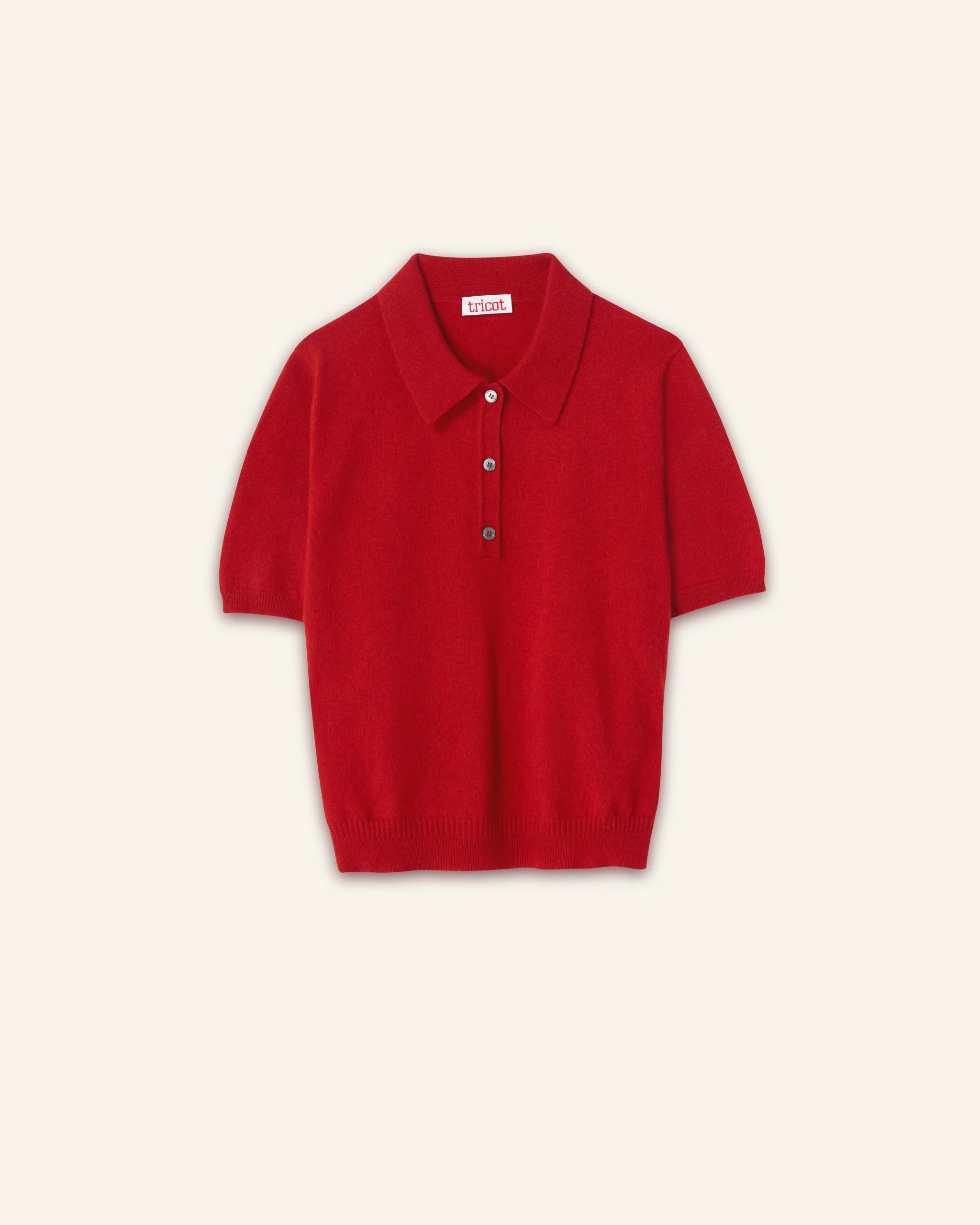 Women's Red Lightweight Cashmere Polo Shirt – Image 3