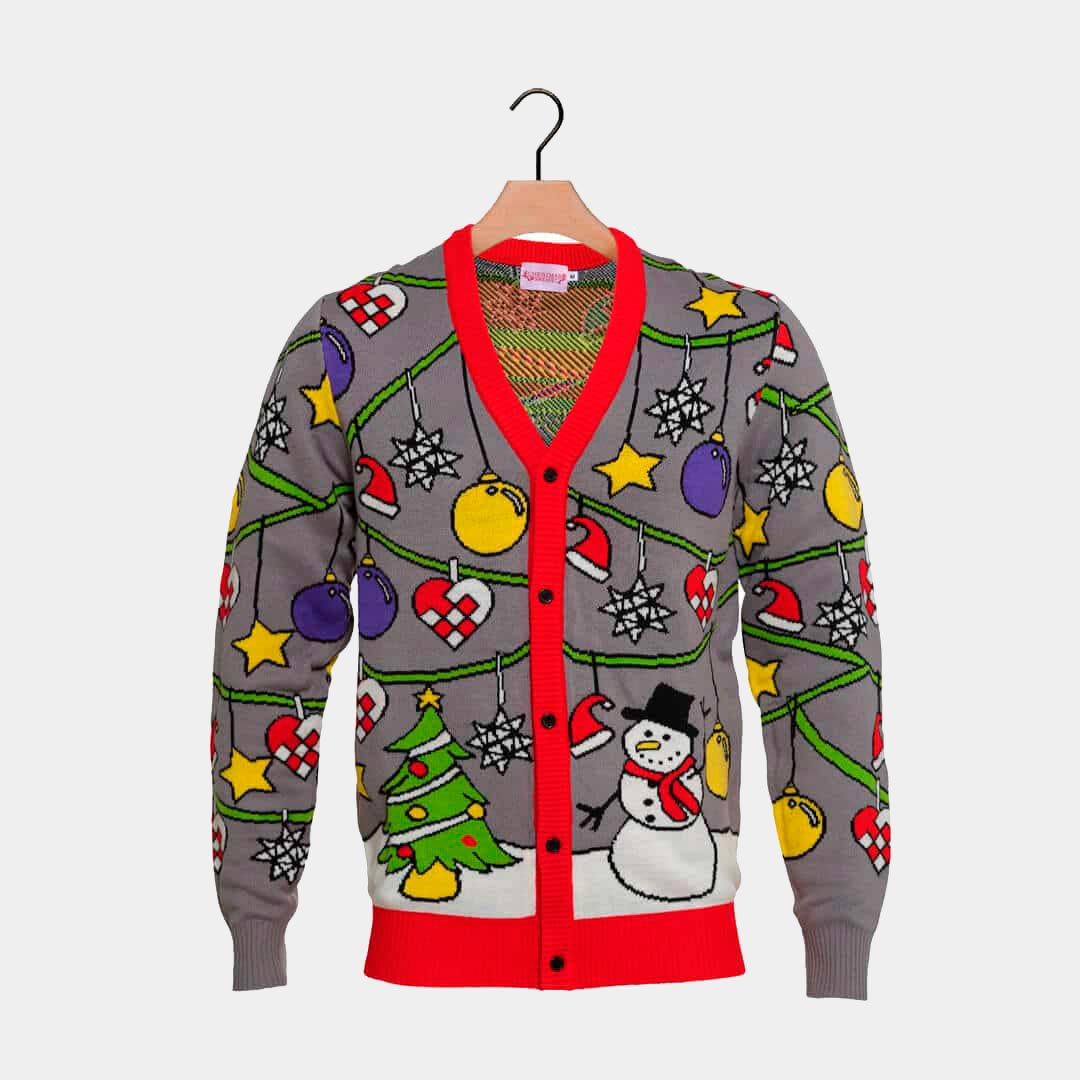 Pull de Noël Cardigan Sapin et Bonhomme de Neige – Image 4