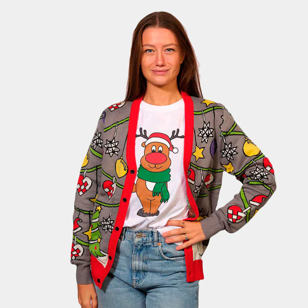 Pull de Noël Cardigan Sapin et Bonhomme de Neige – Image 2