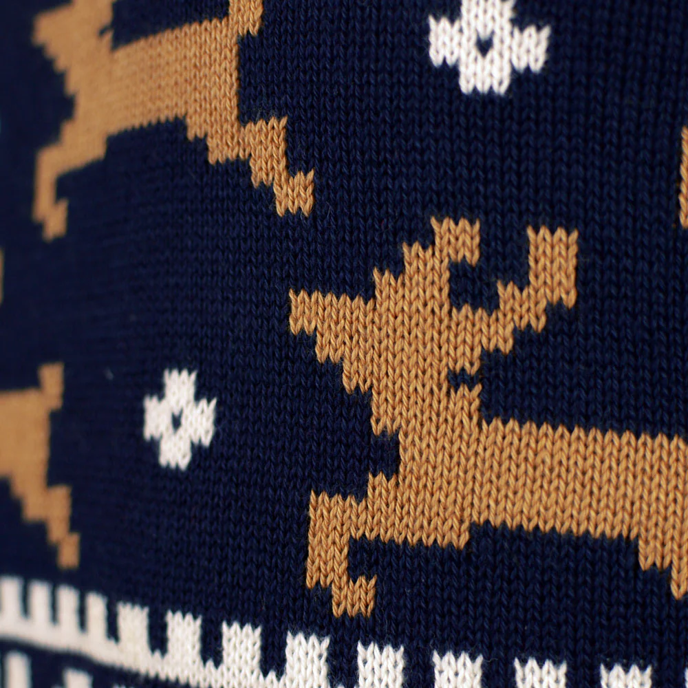 Pull de Noël Chic pour Homme Bleu avec Rennes Coton Bio – Image 5