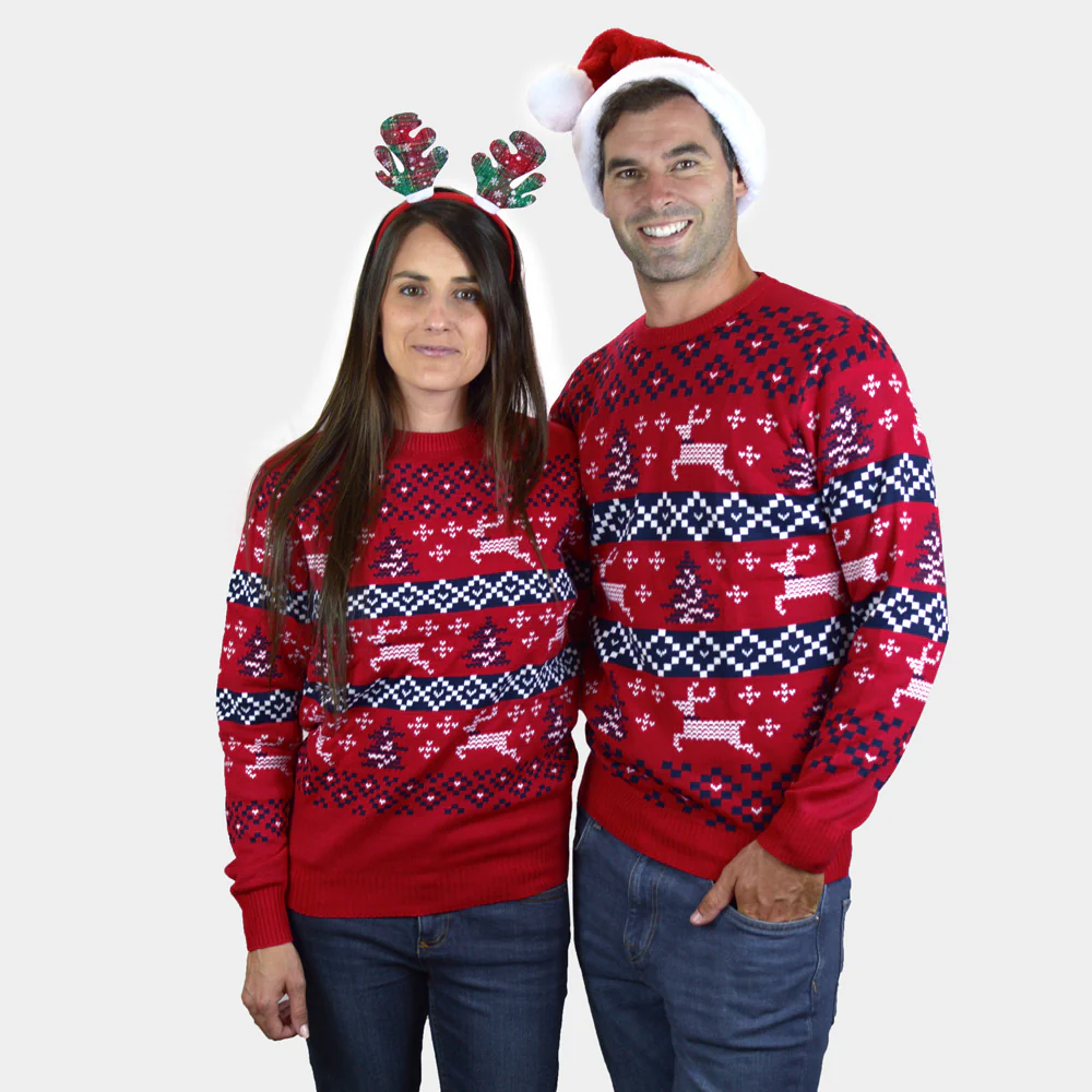 Pull de Noël pour Couple Rouge Canada – Image 2