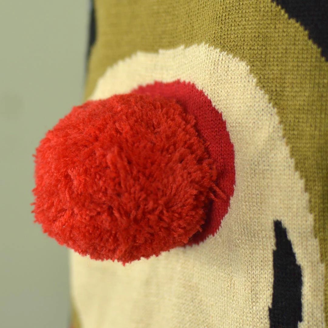 Pull de Noël pour Enfants Bleu Renne avec Nez Rouge 3D – Image 5