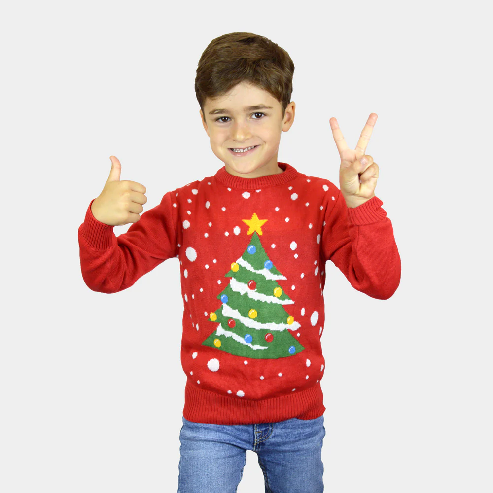 Pull de Noël pour Famille Rouge Sapin de Noël – Image 3