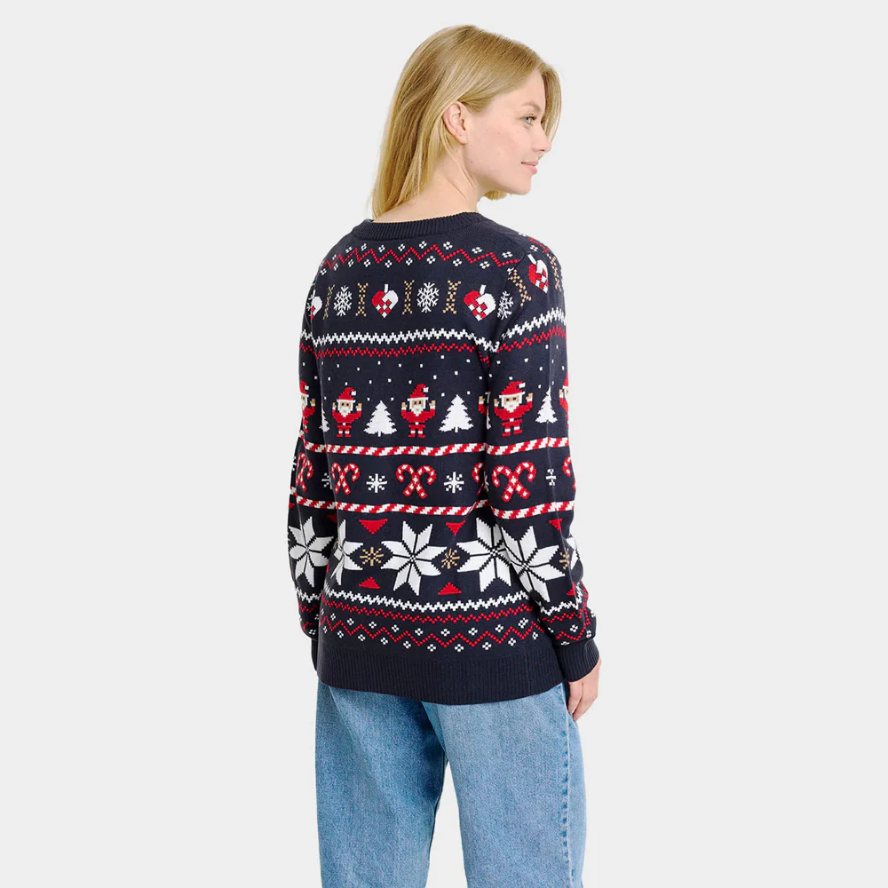 Pull de Noël Cardigan pour Femme Bleu avec Étoiles Polaires – Image 3