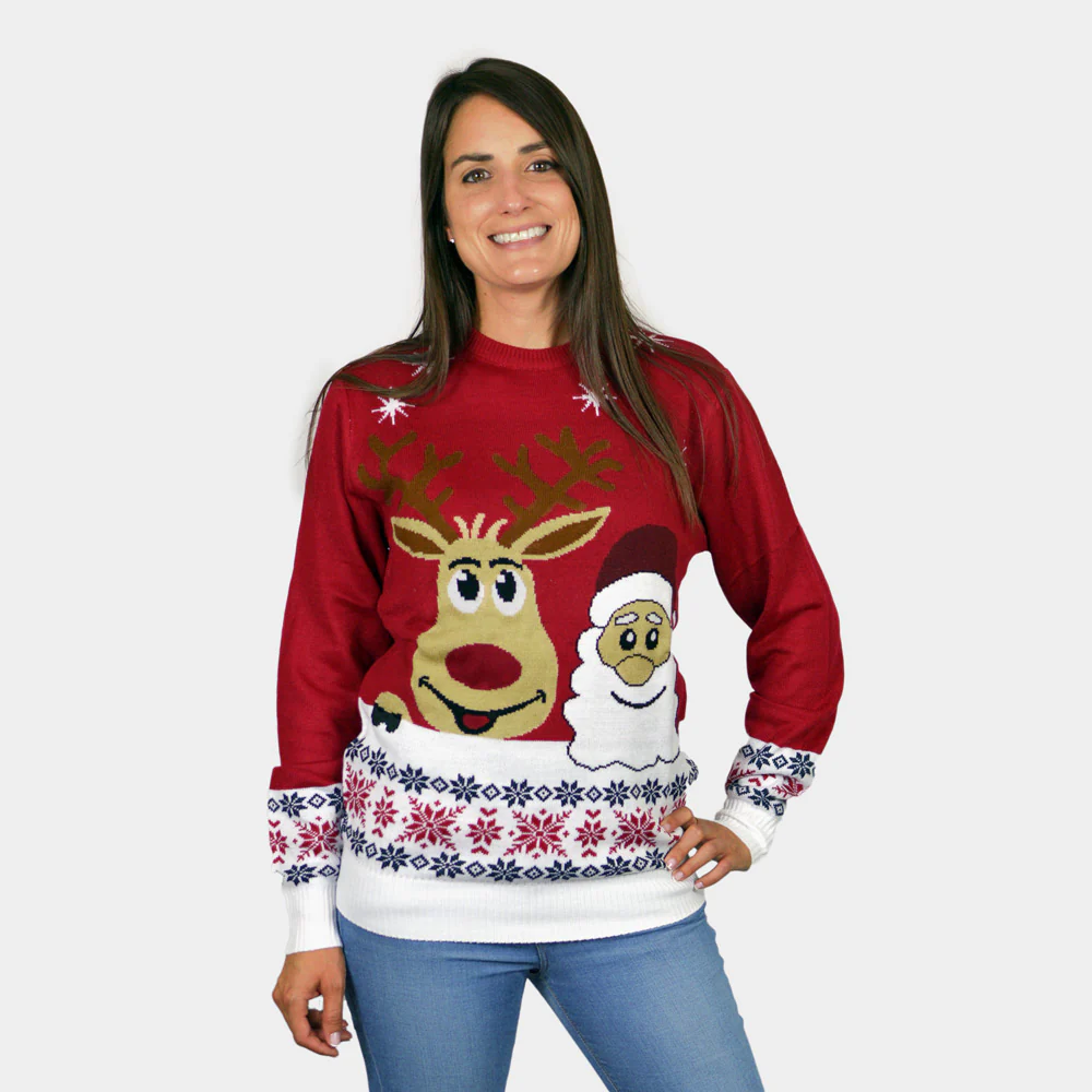 Pull de Noël pour Homme Pere Noël et Renne Souriants – Image 2