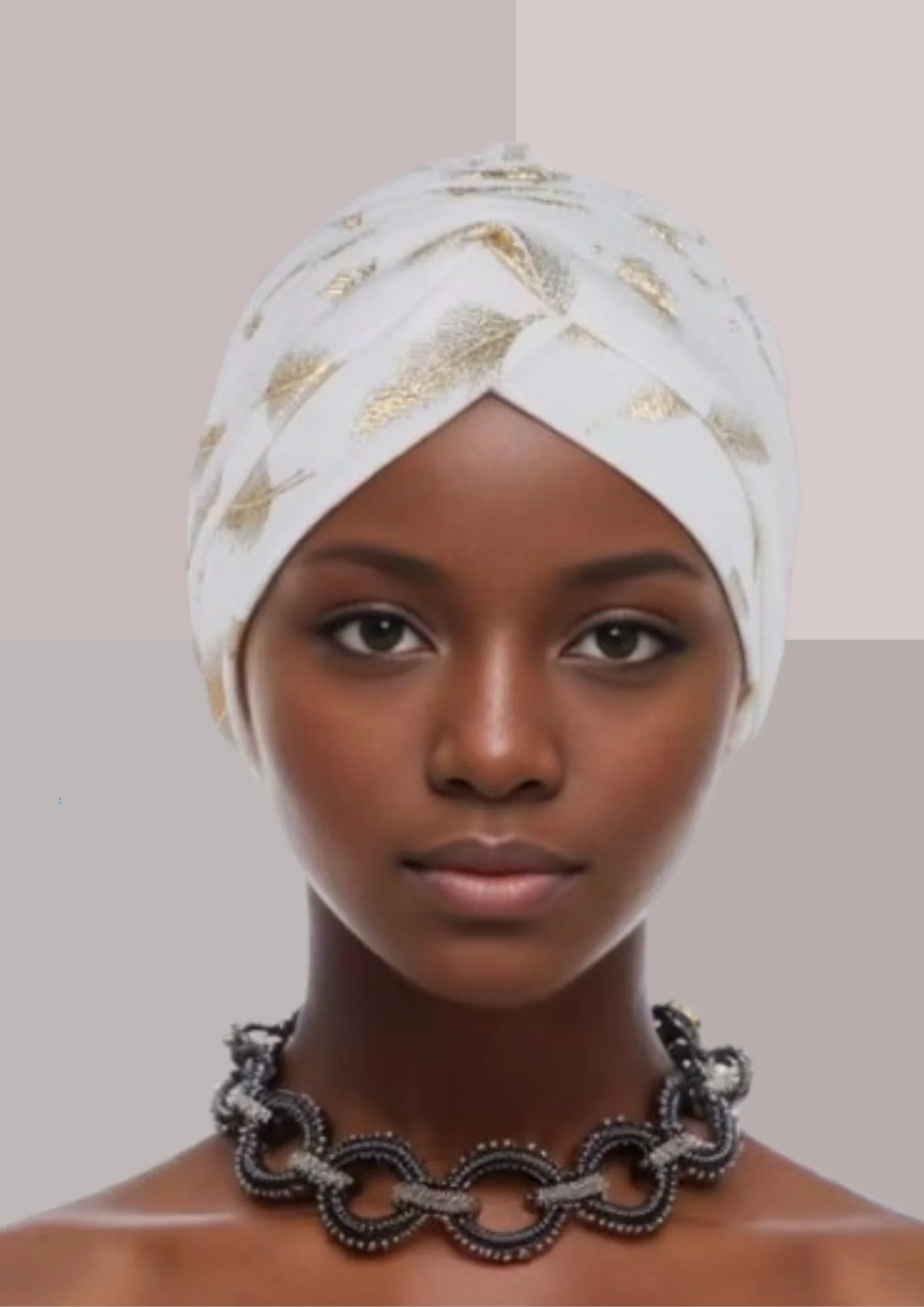 TURBAN FEMME - BLANC ET OR – Image 2