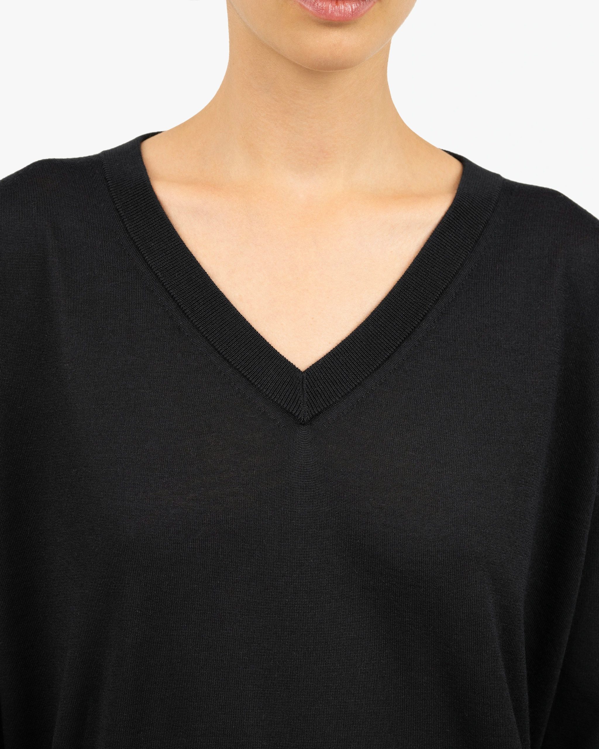 Women's Belvoir V-Neck Sweater - Black – Image 2