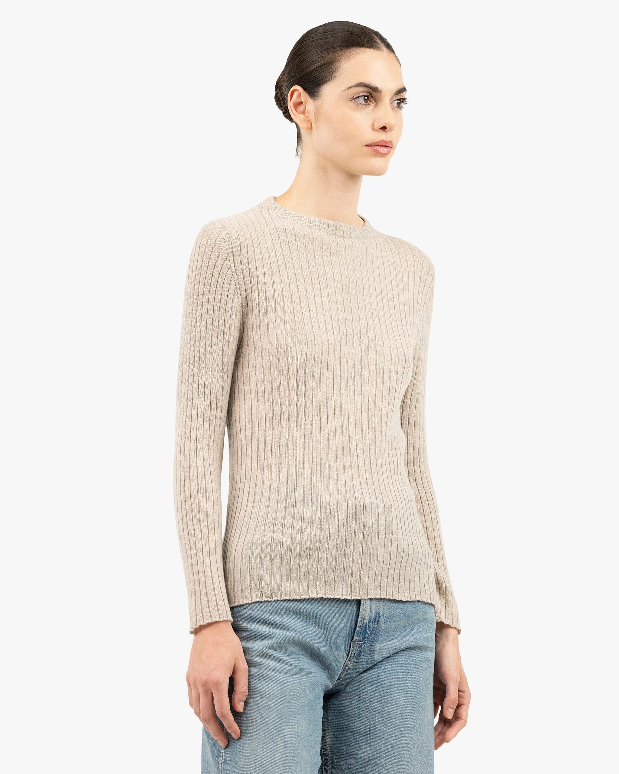 Women's Brera Crew Neck Sweater - Beige – Image 3