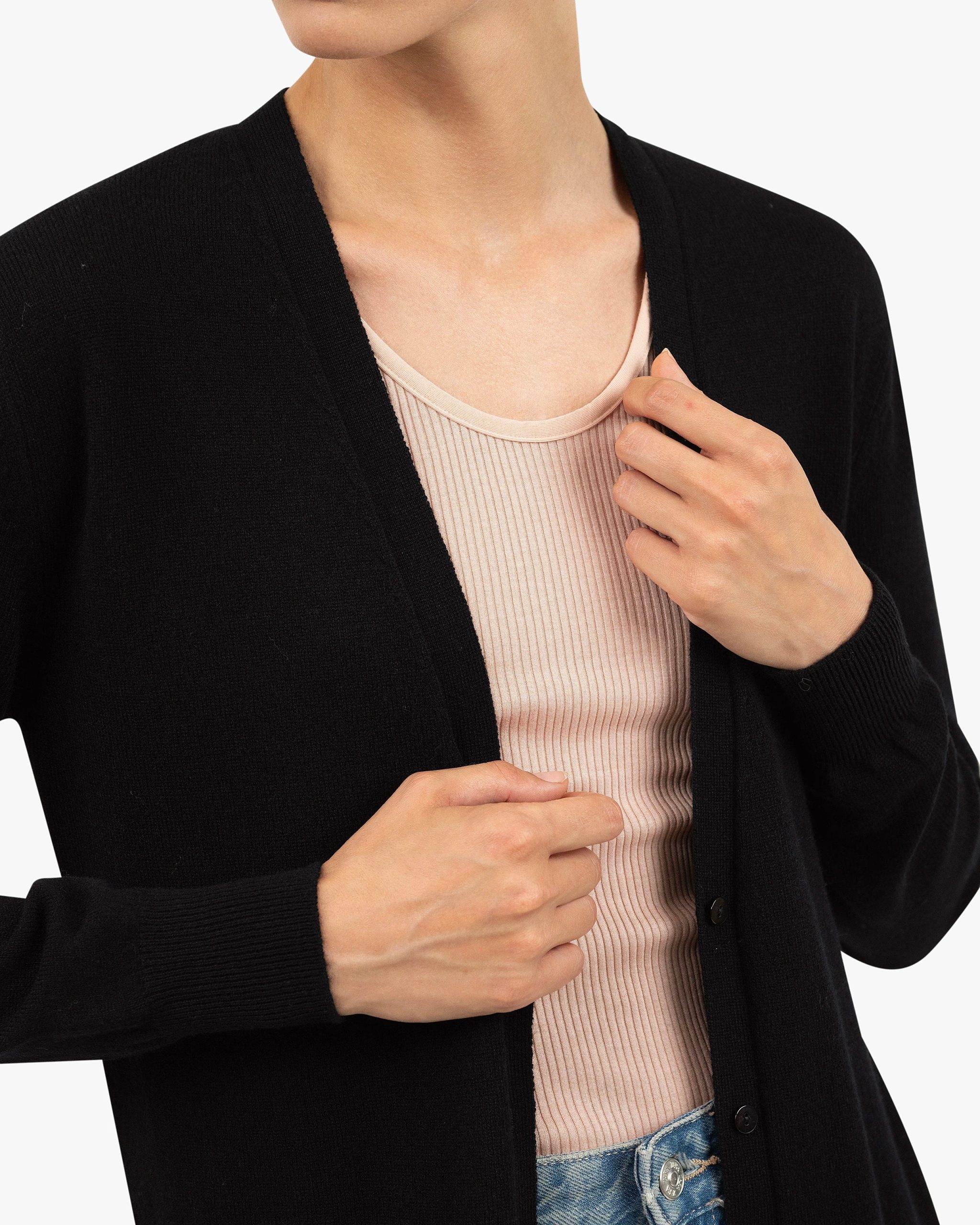 Essential Long Cardigan - Black – Image 2