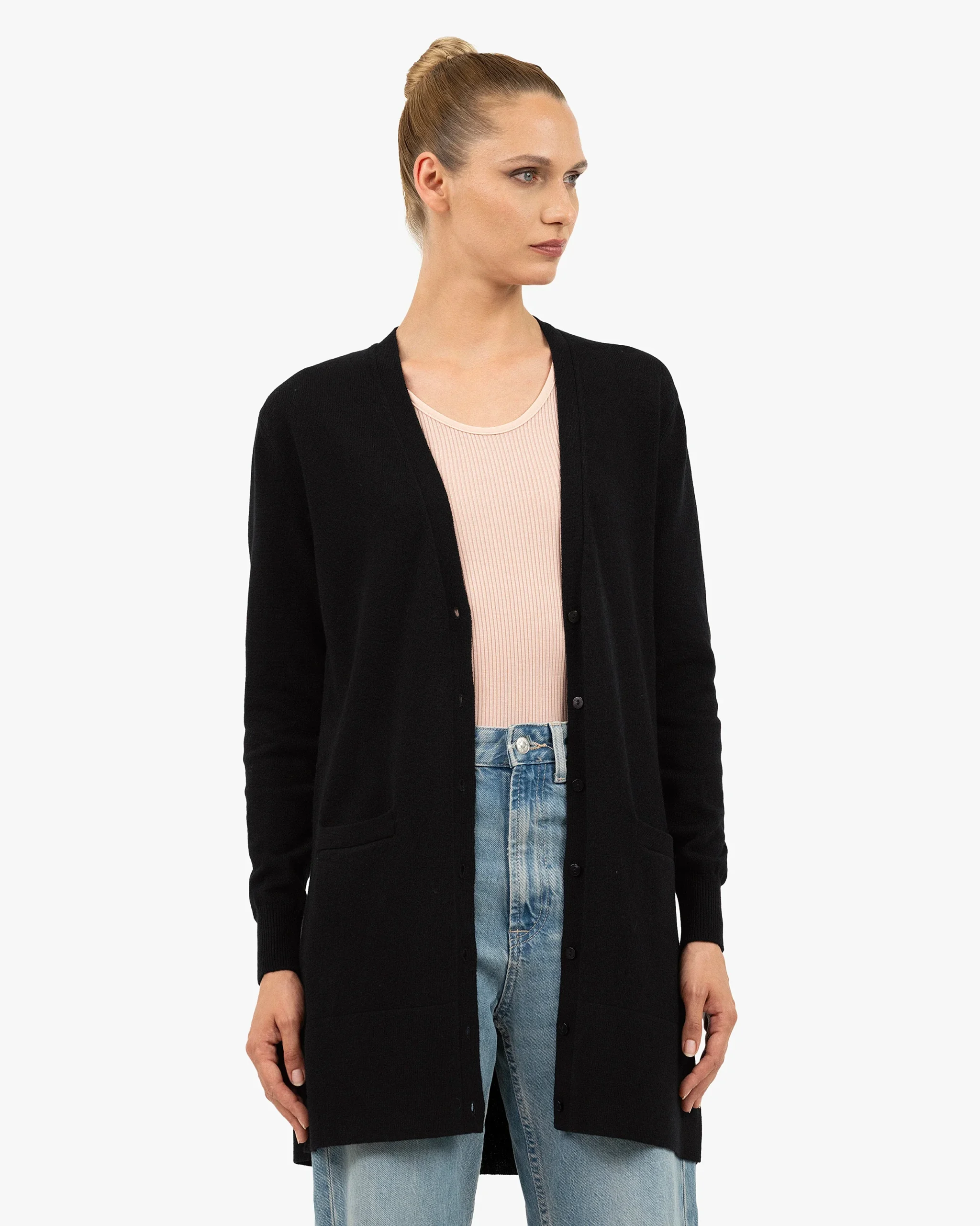 Essential Long Cardigan - Black – Image 3