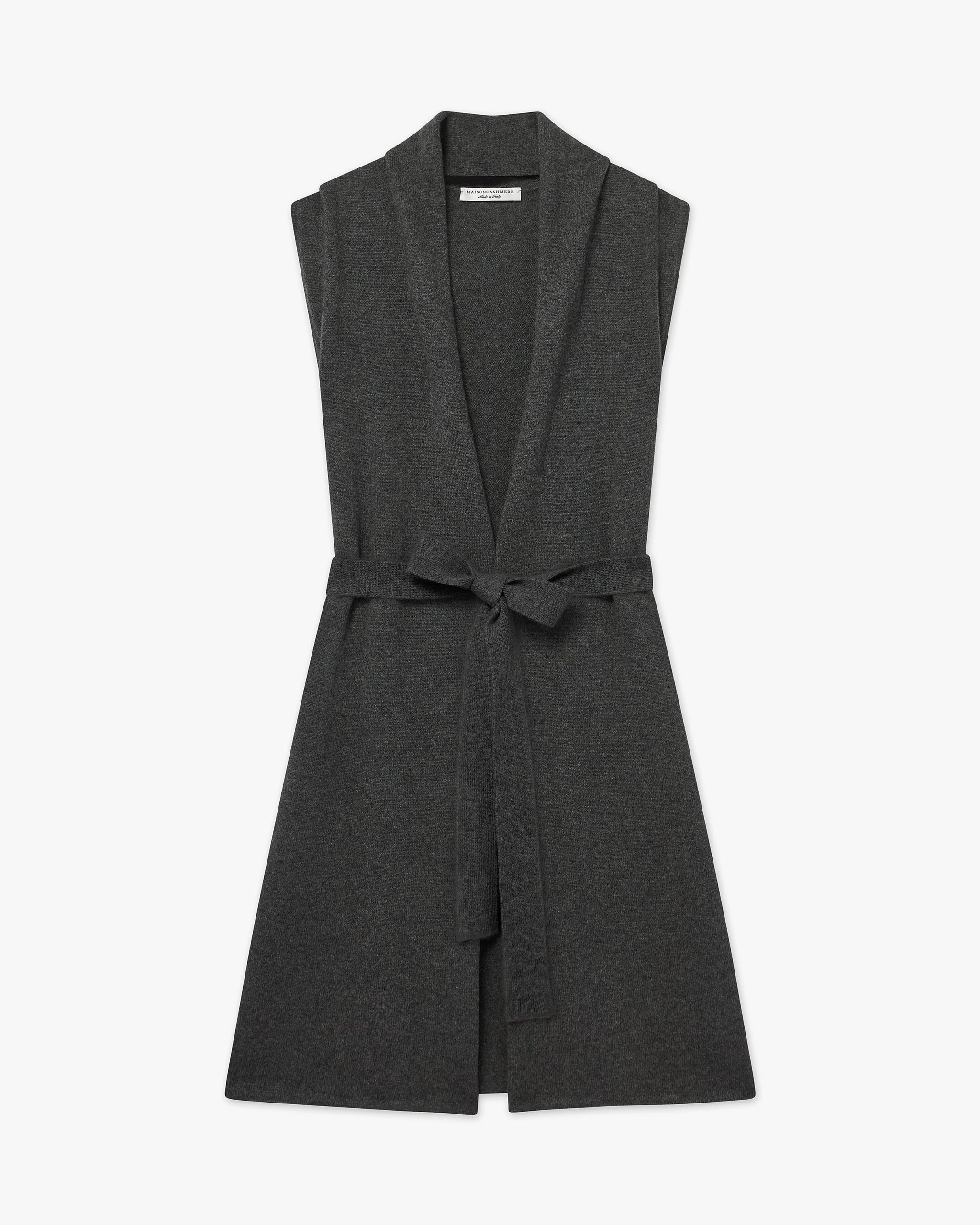 Essential Sleeveless Cardigan - Charcoal – Image 5