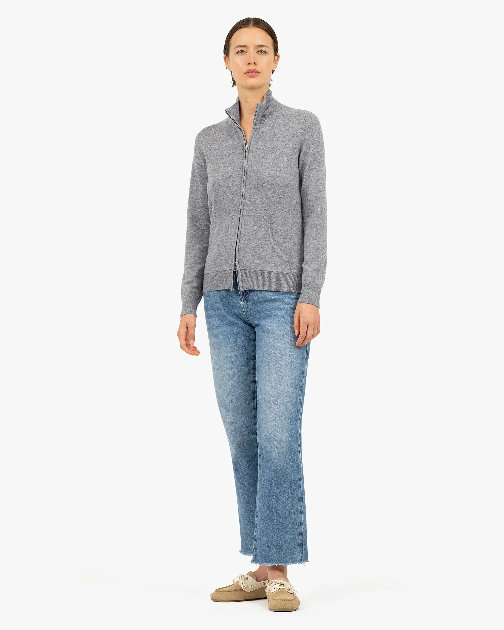 Women's Salò Zip Cardigan - Medium Grey