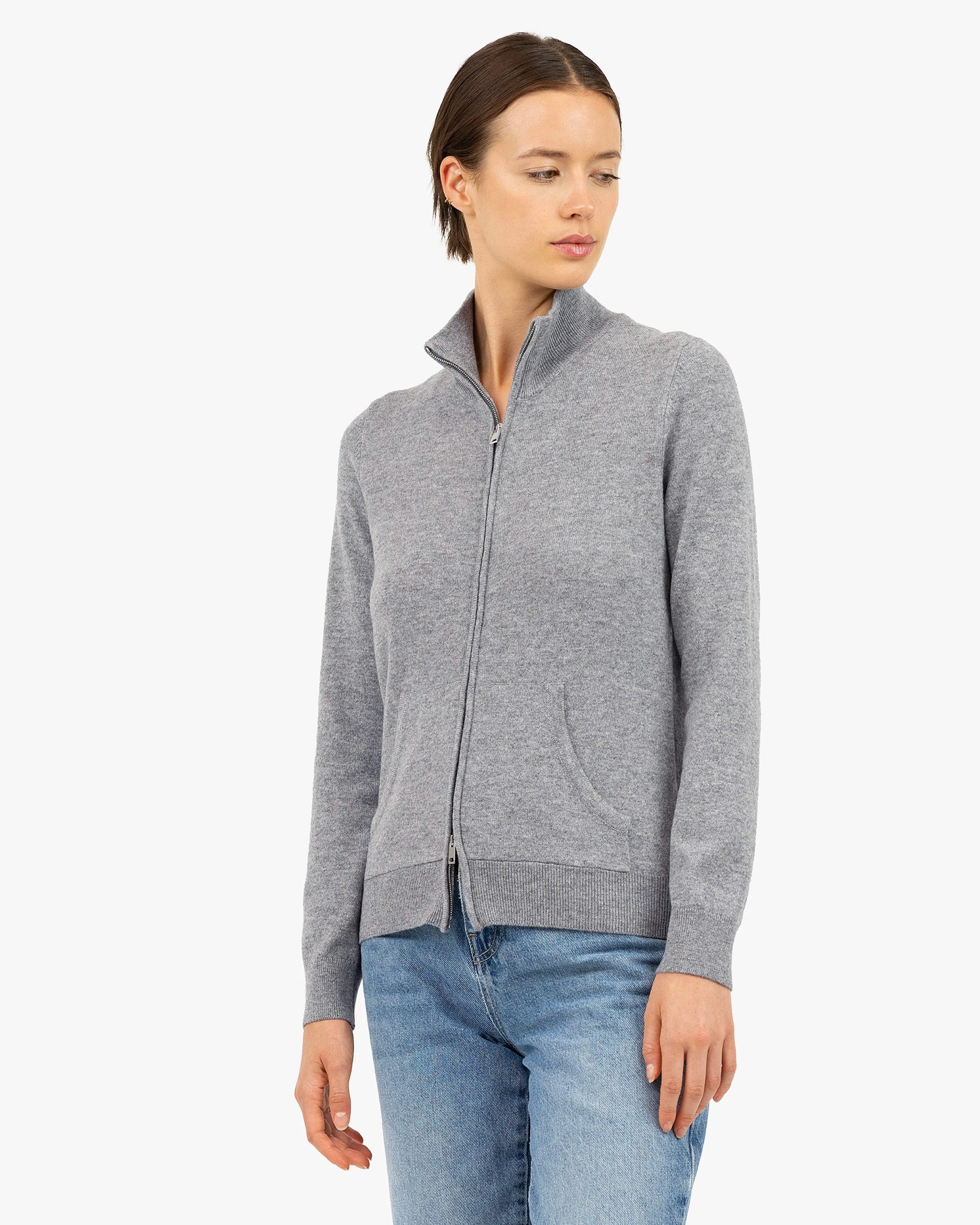 Women's Salò Zip Cardigan - Medium Grey – Image 3
