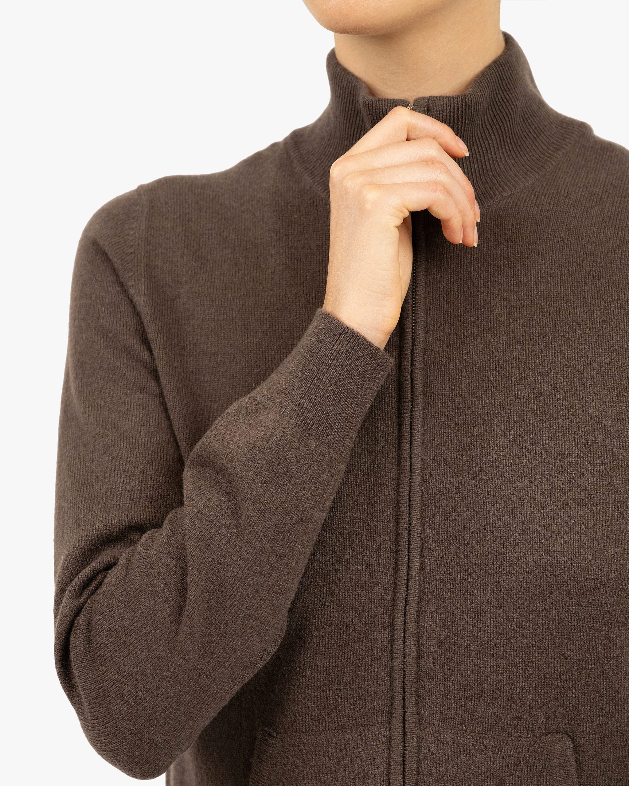 Women's Salò Zip Cardigan - Brown – Image 2