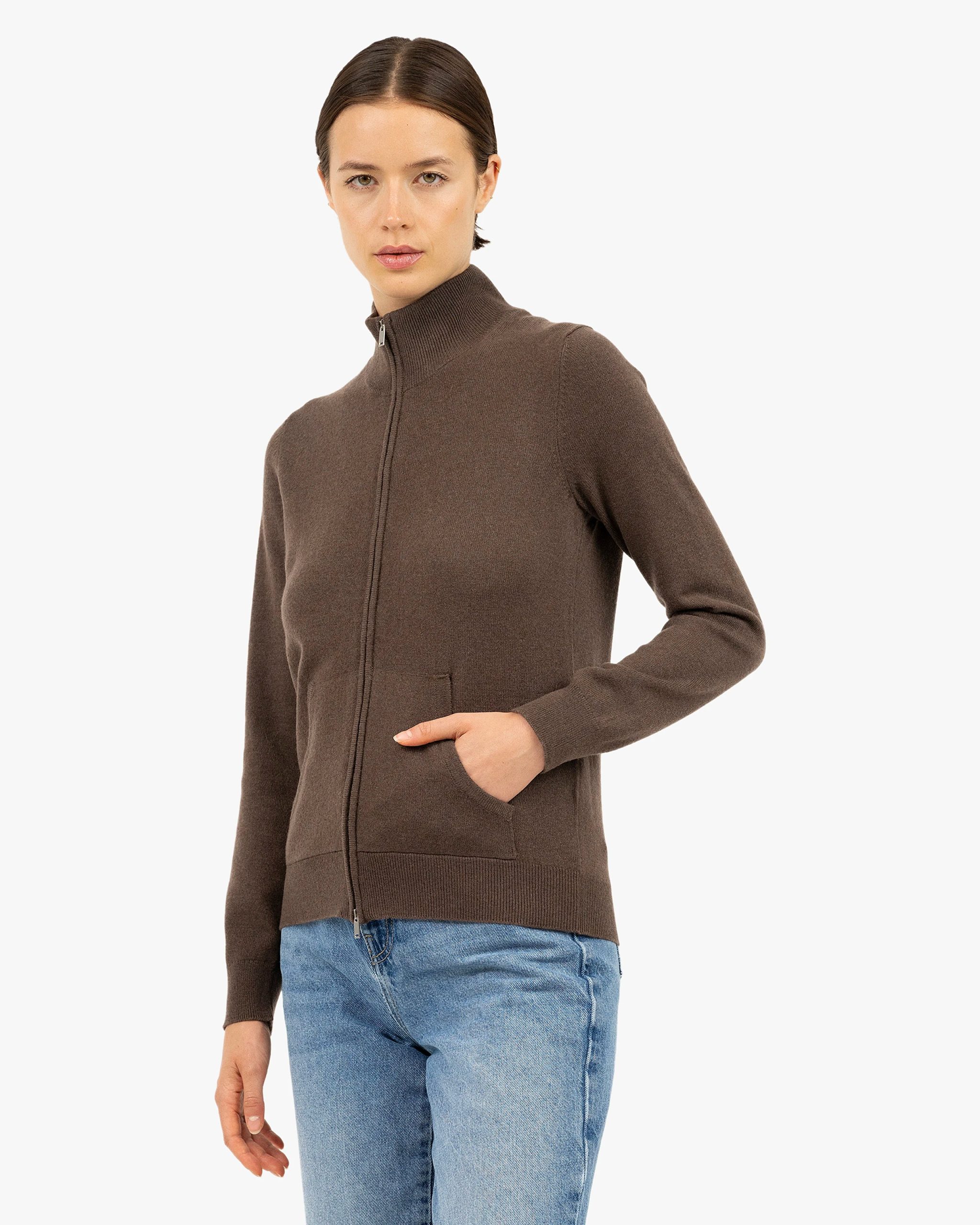 Women's Salò Zip Cardigan - Brown – Image 3