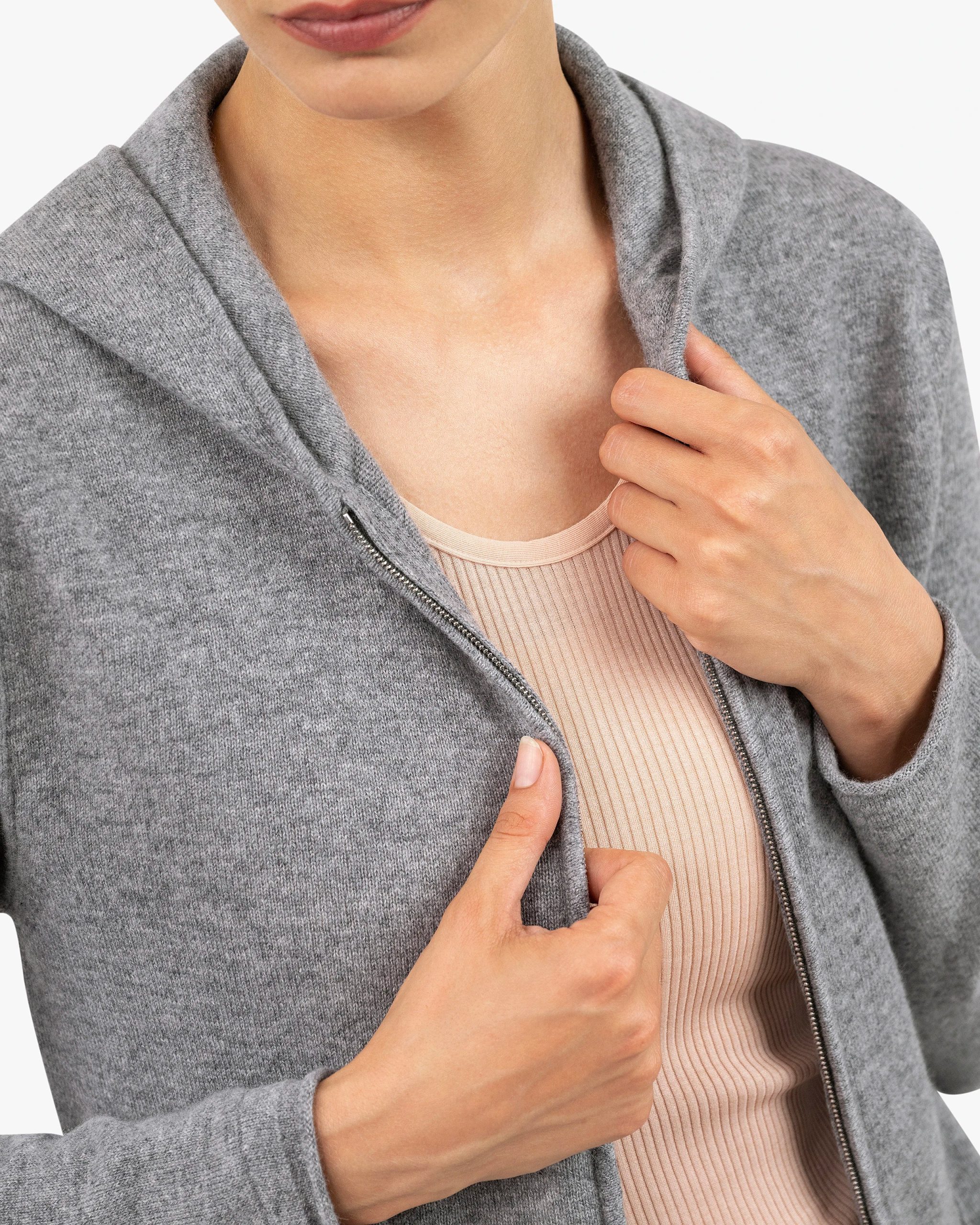 Women's Salò Zip Hoodie - Medium Grey – Image 2