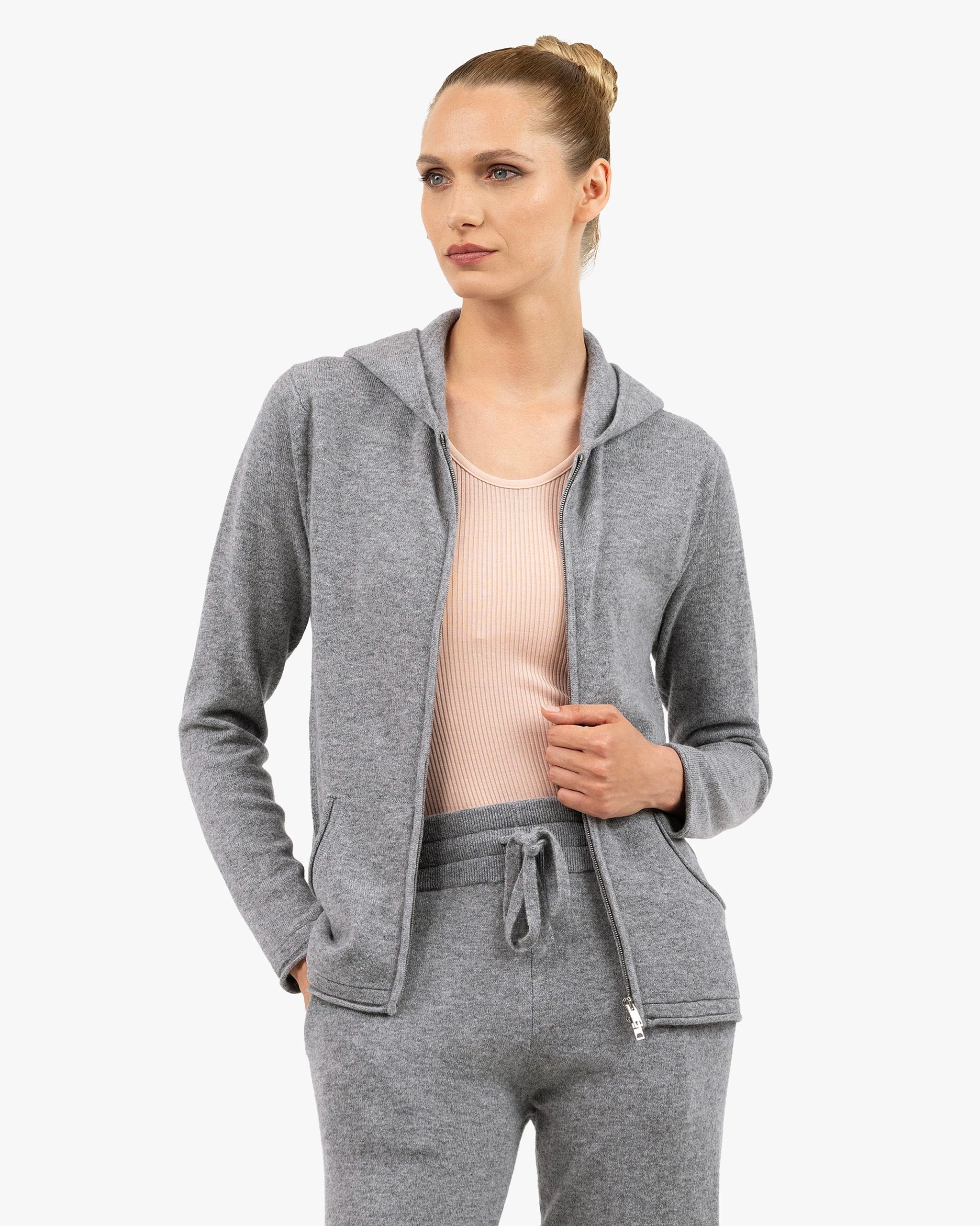 Women's Salò Zip Hoodie - Medium Grey – Image 3