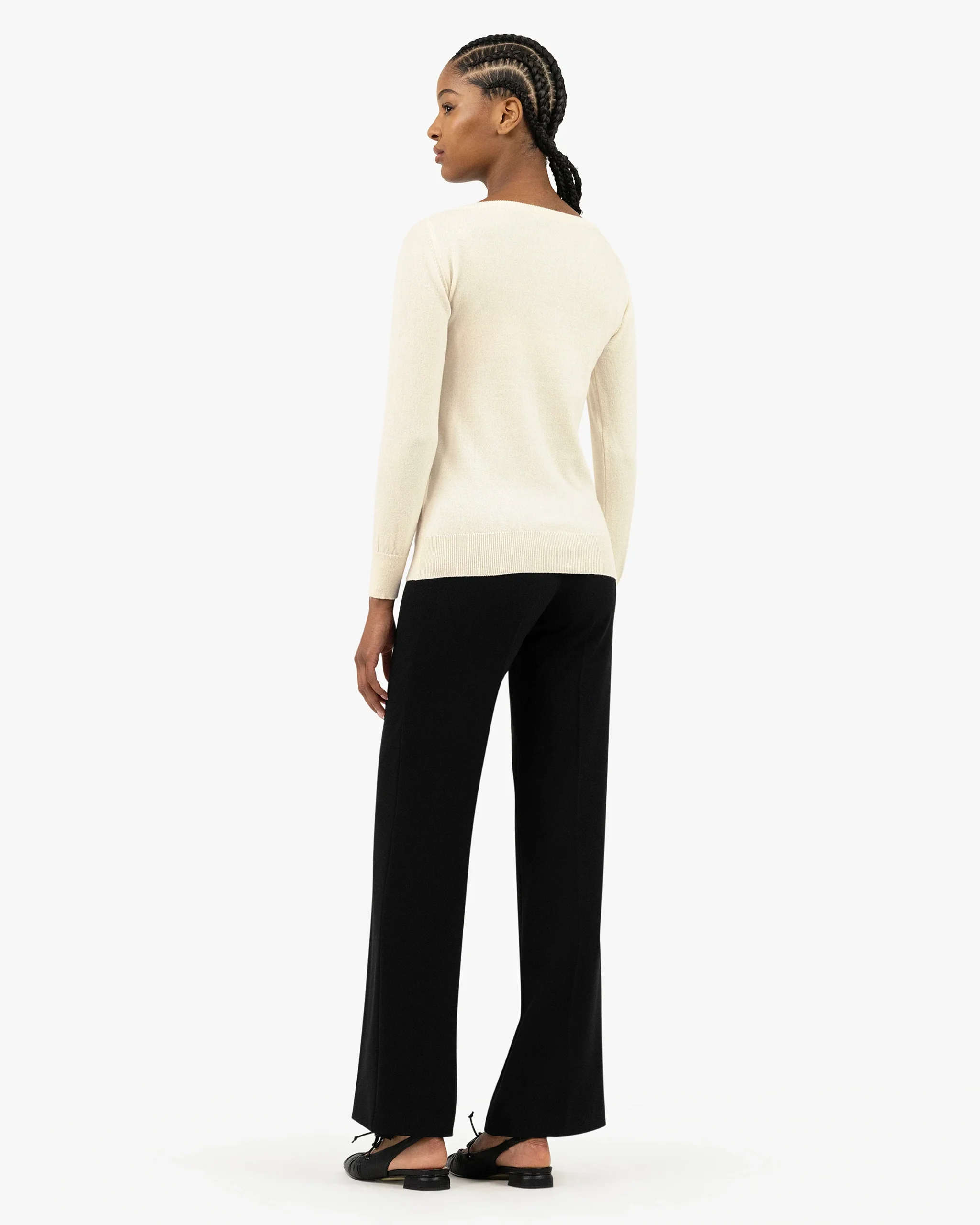 Essential Boat Neck Sweater - White – Image 4
