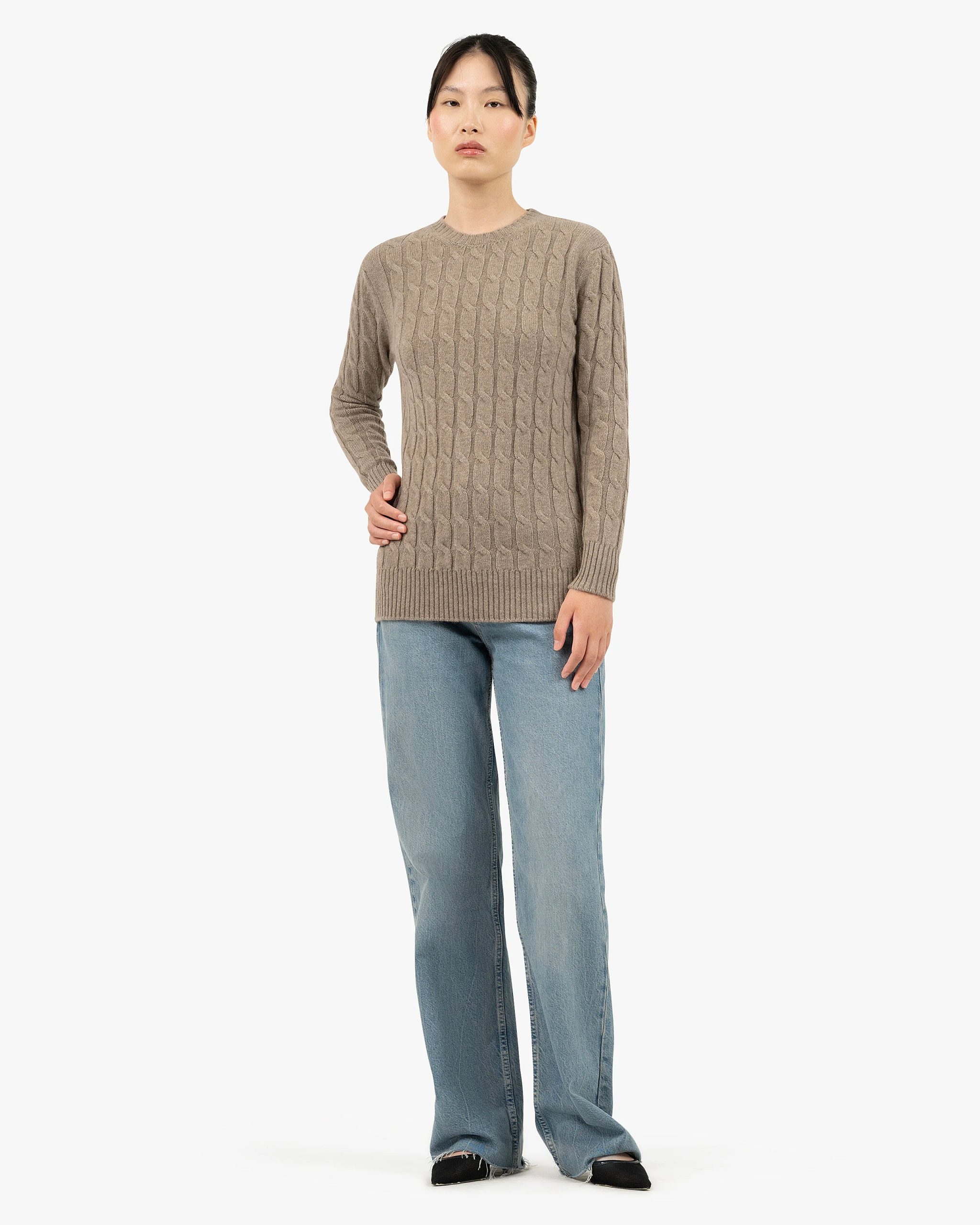 Essential Cable Knit Sweater - Taupe