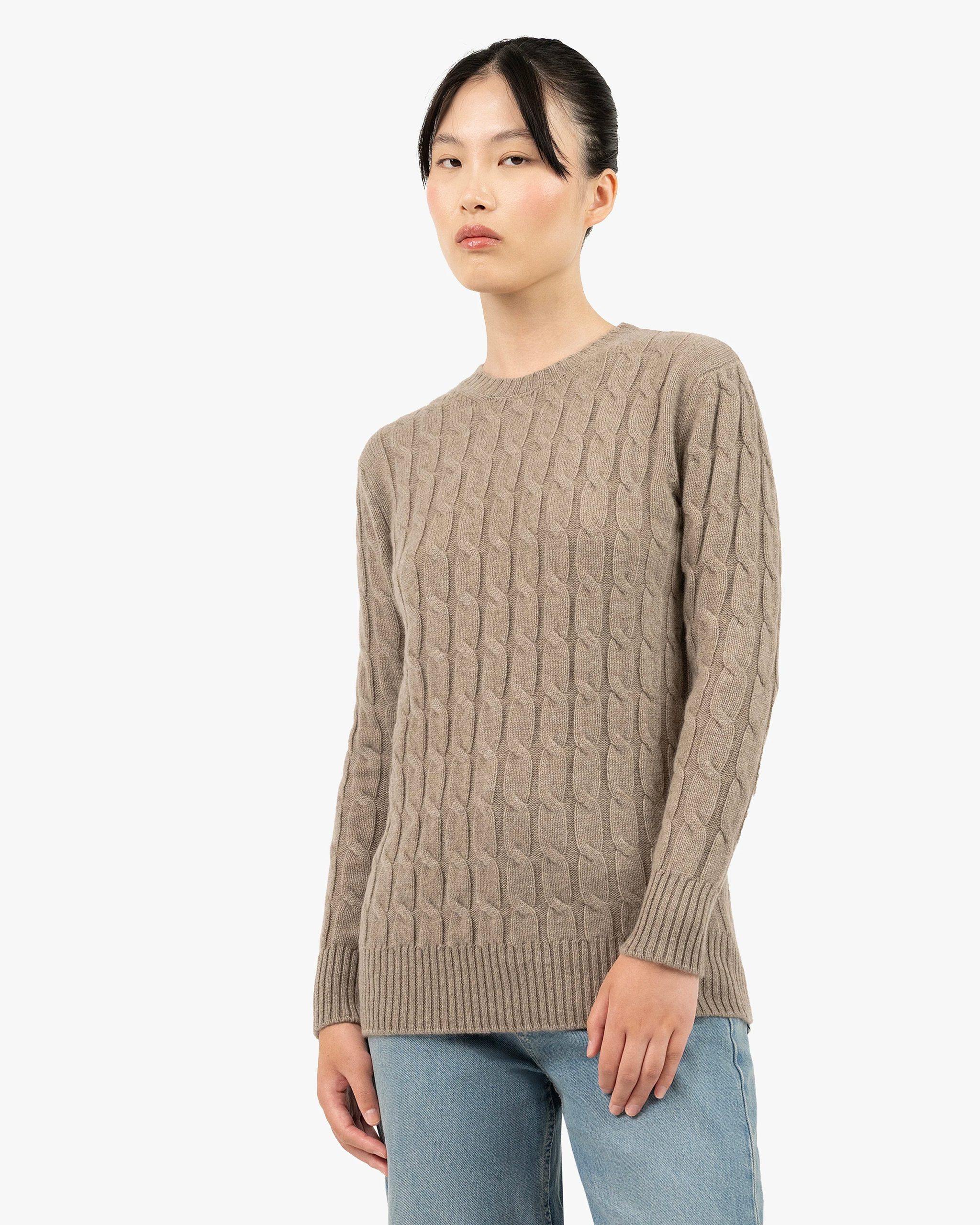Essential Cable Knit Sweater - Taupe – Image 3