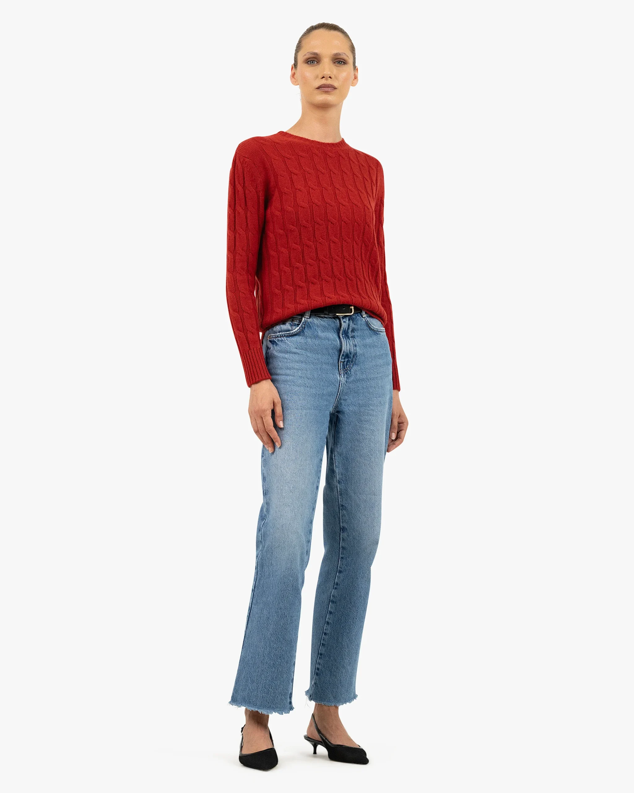 Essential Cable Knit Sweater - Red
