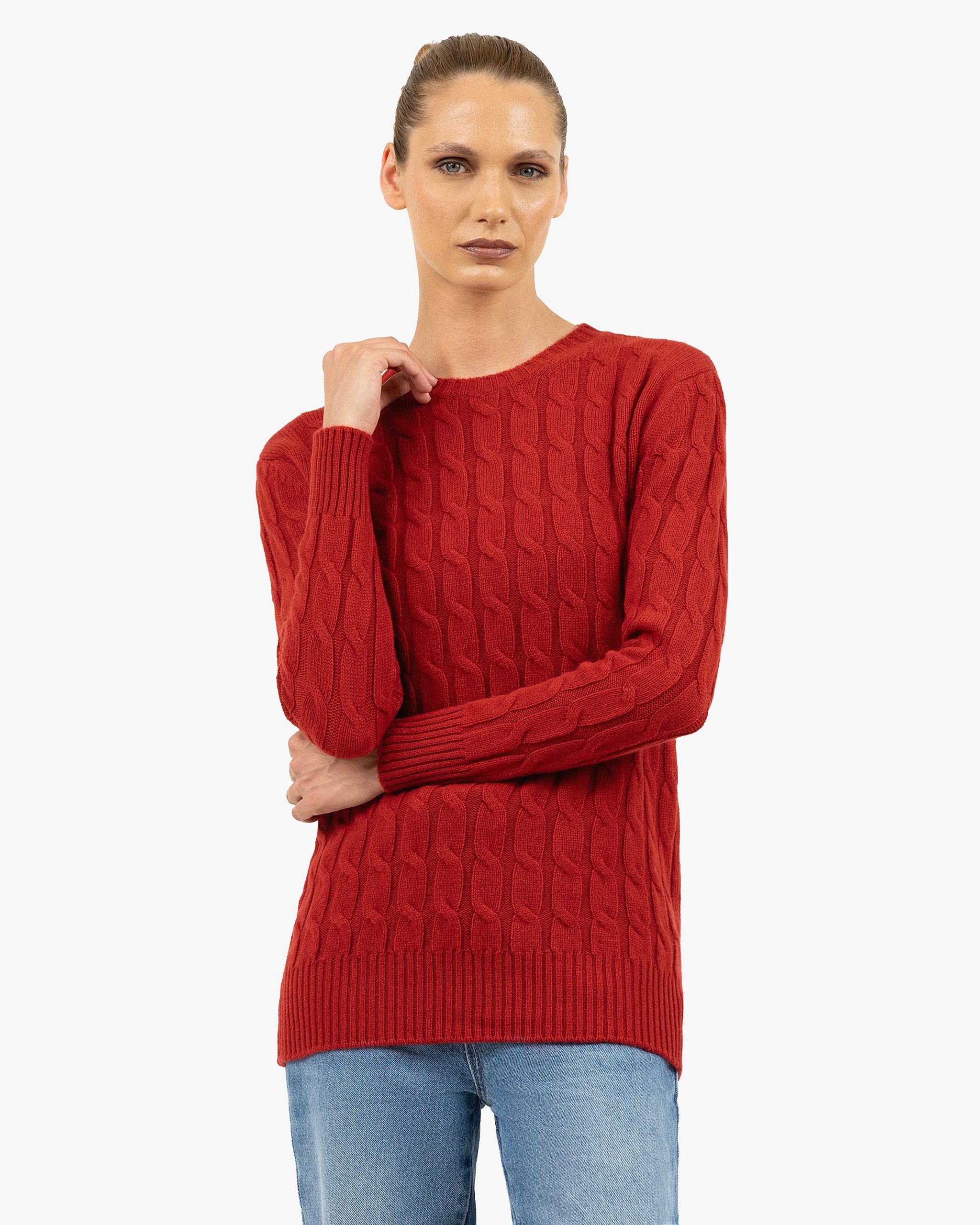 Essential Cable Knit Sweater - Red – Image 3
