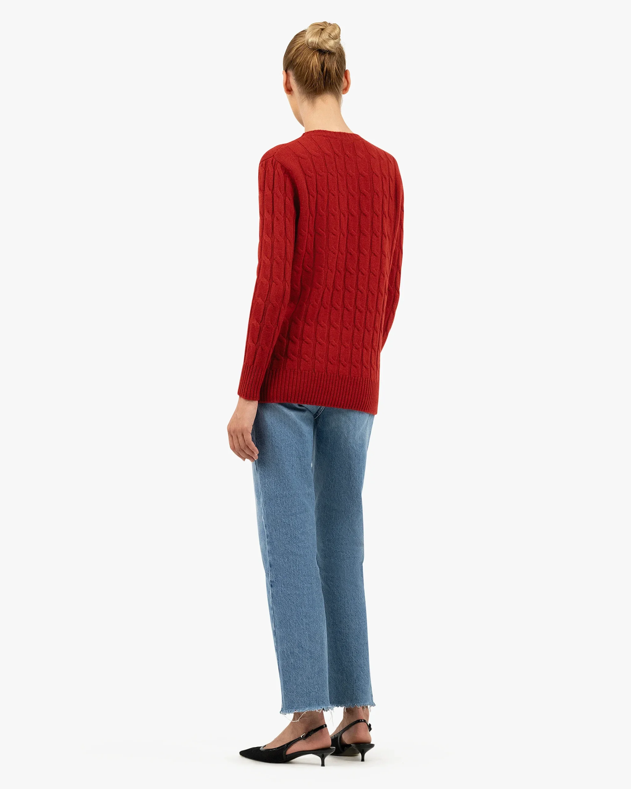 Essential Cable Knit Sweater - Red – Image 4