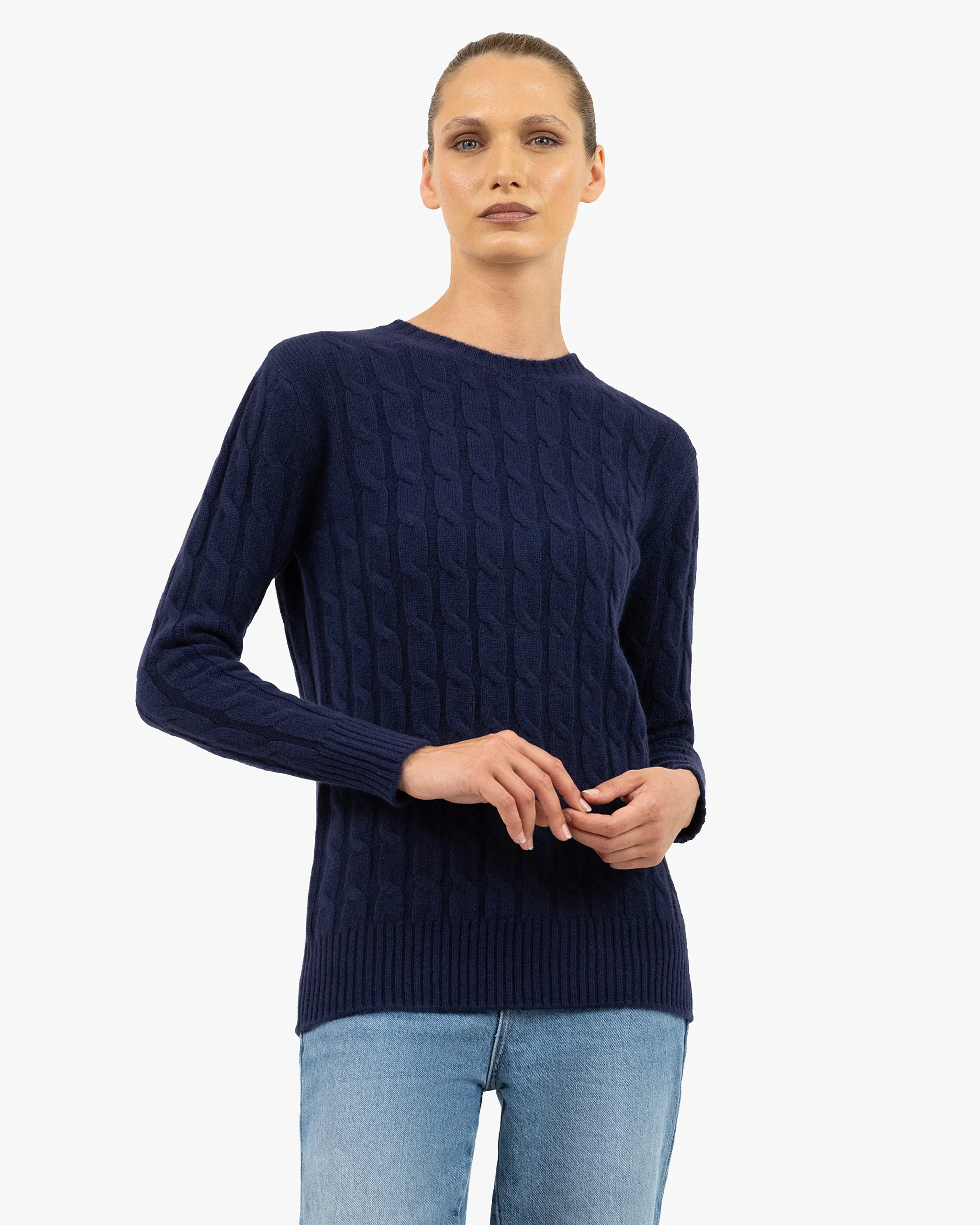 Essential Cable Knit Sweater - Blue – Image 3