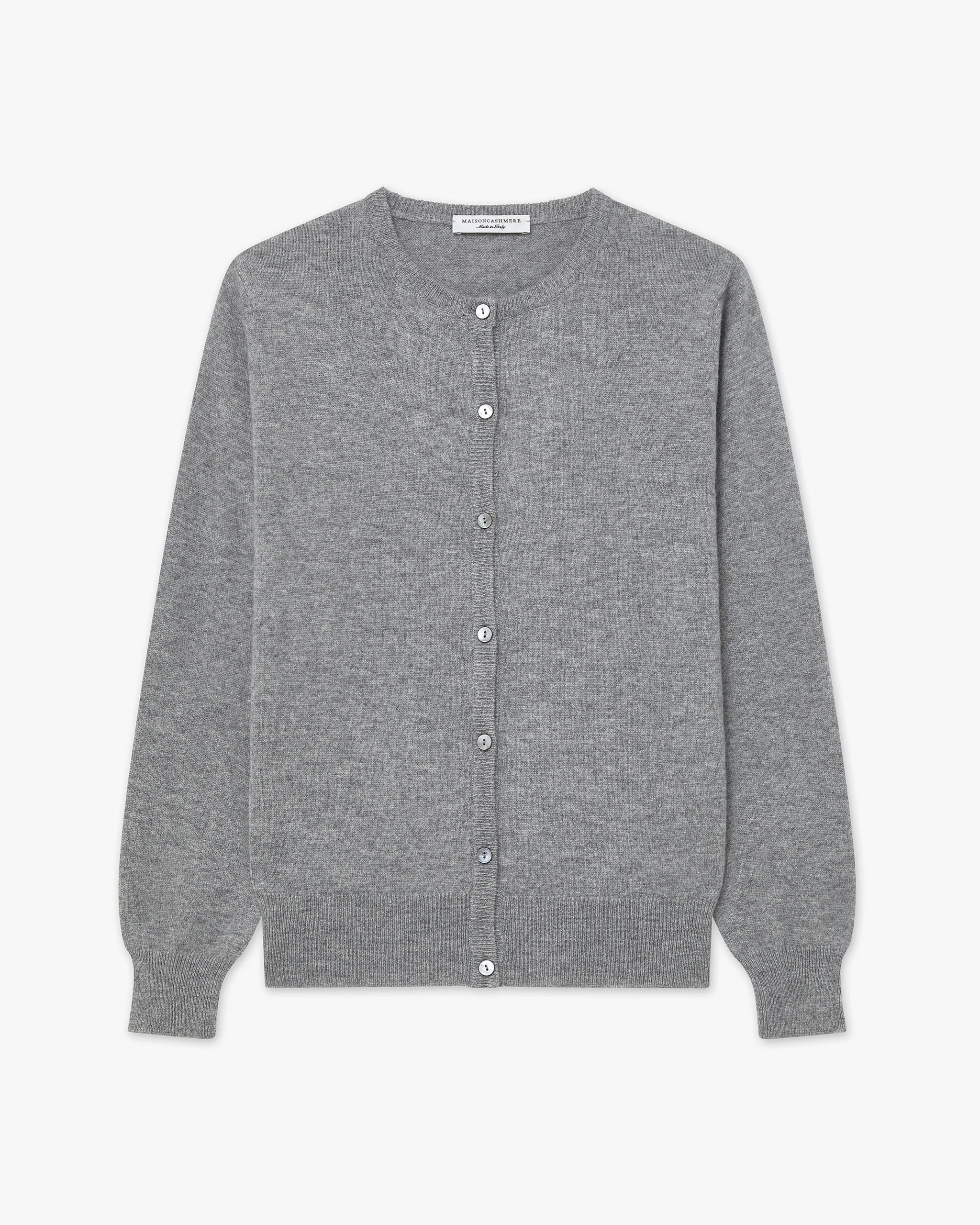 Essential Crew Neck Cardigan - Medium Grey – Image 5