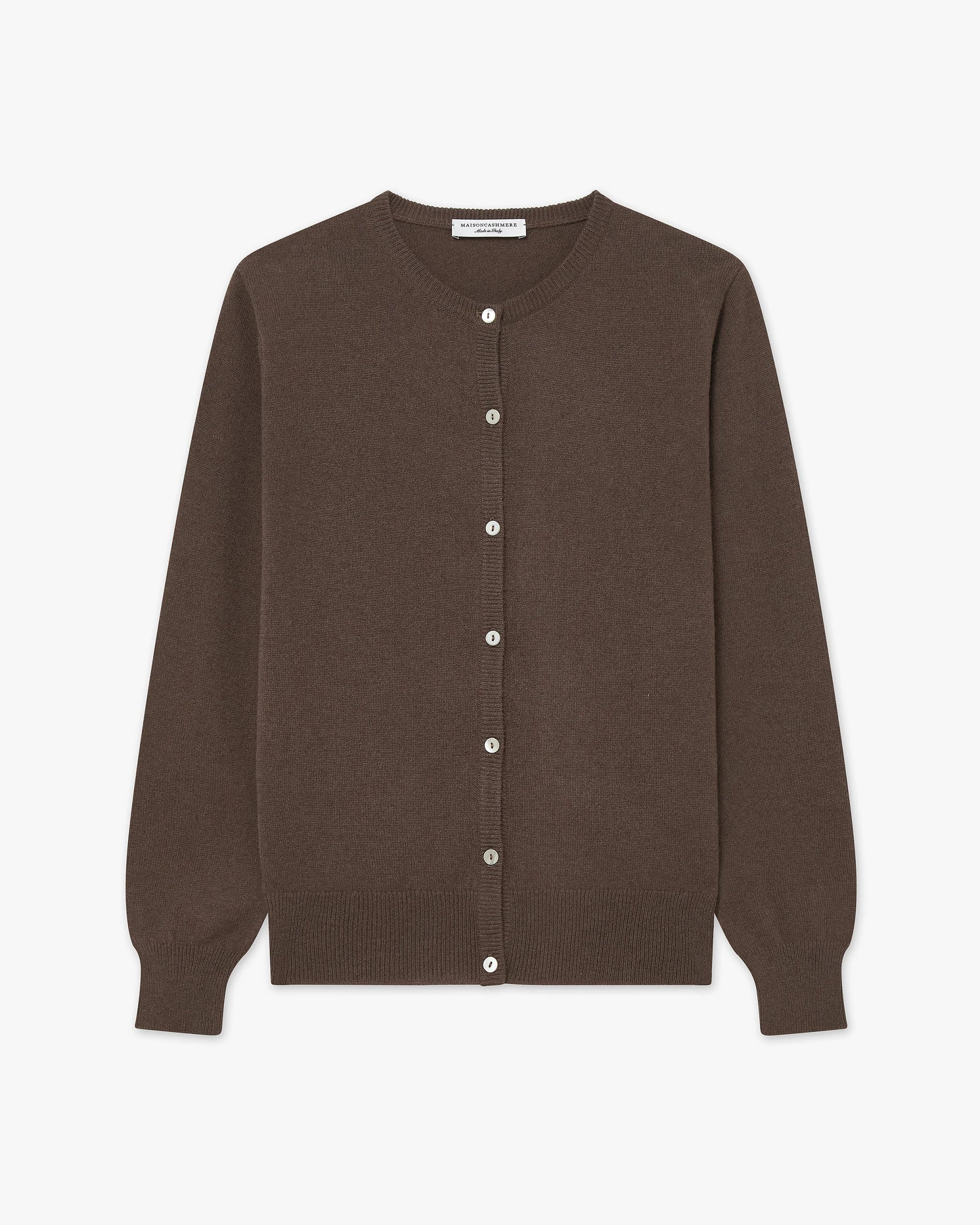 Essential Crew Neck Cardigan - Brown – Image 5