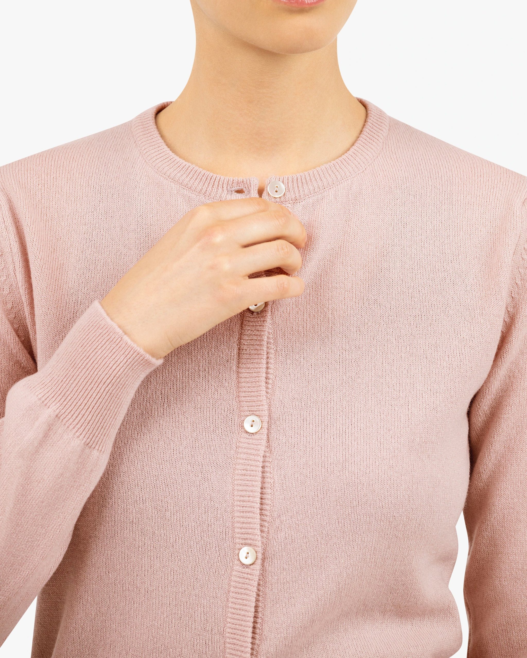 Essential Crew Neck Cardigan - Rose – Image 2