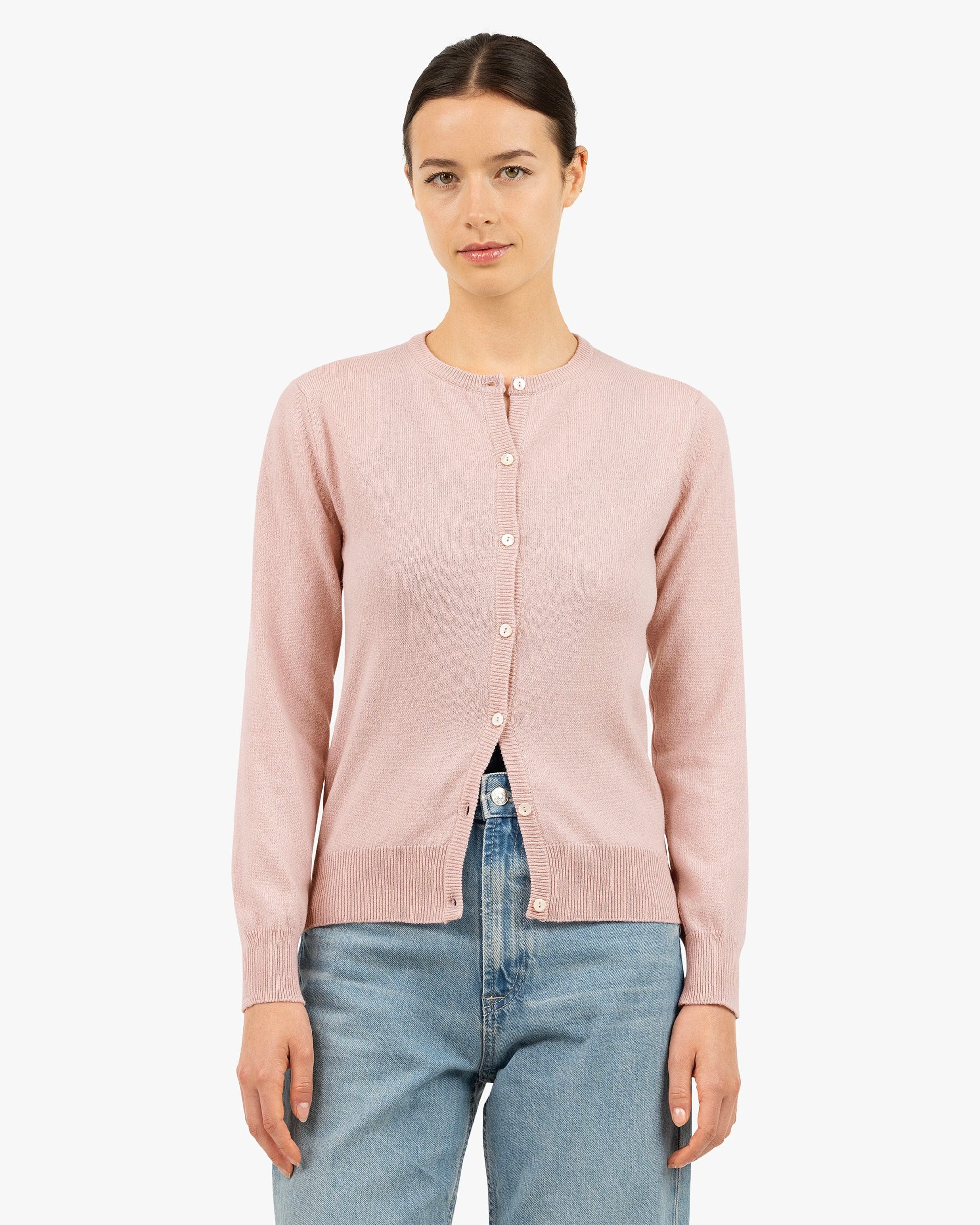 Essential Crew Neck Cardigan - Rose – Image 3