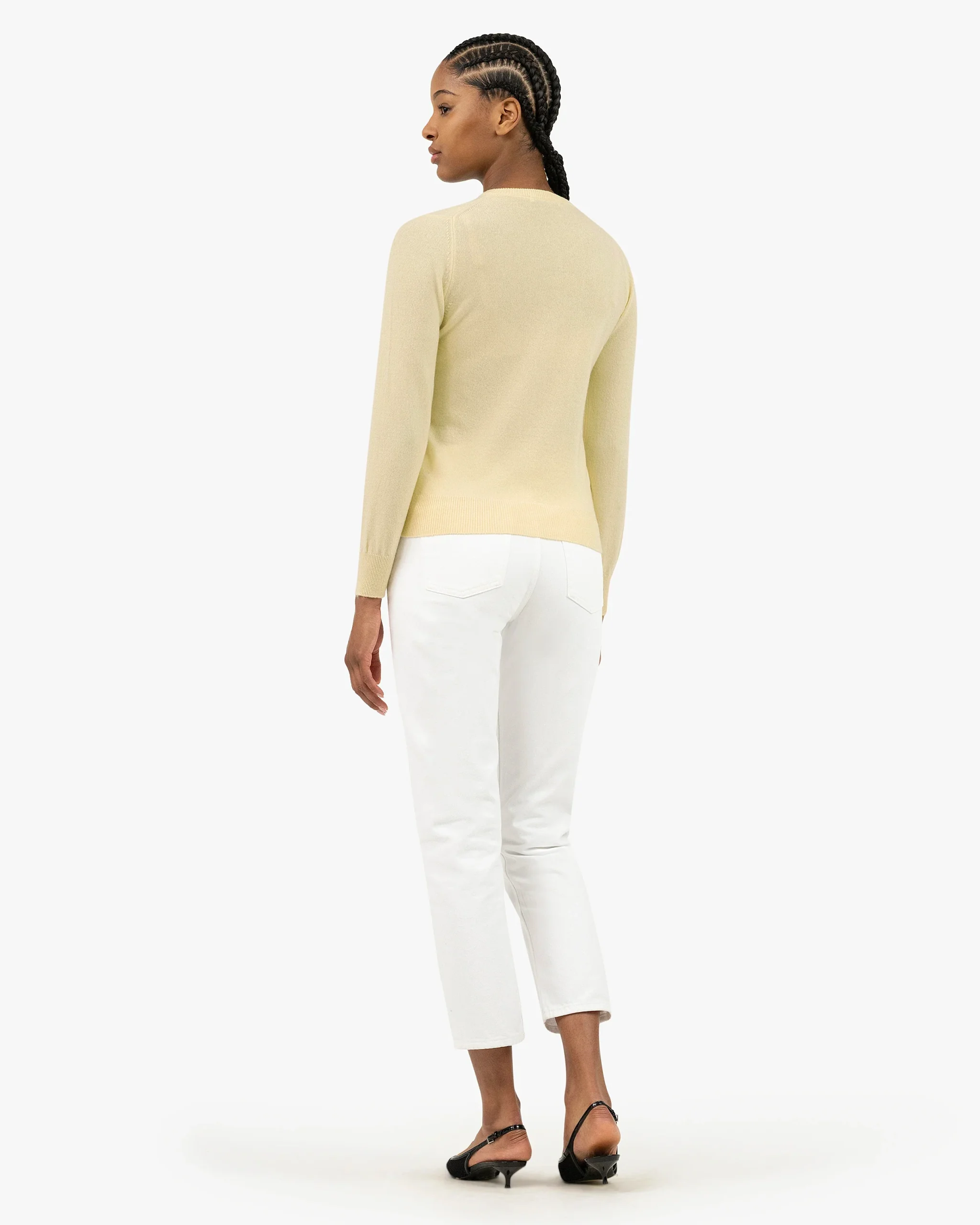 Essential Crew Neck Cardigan - Yellow – Image 4