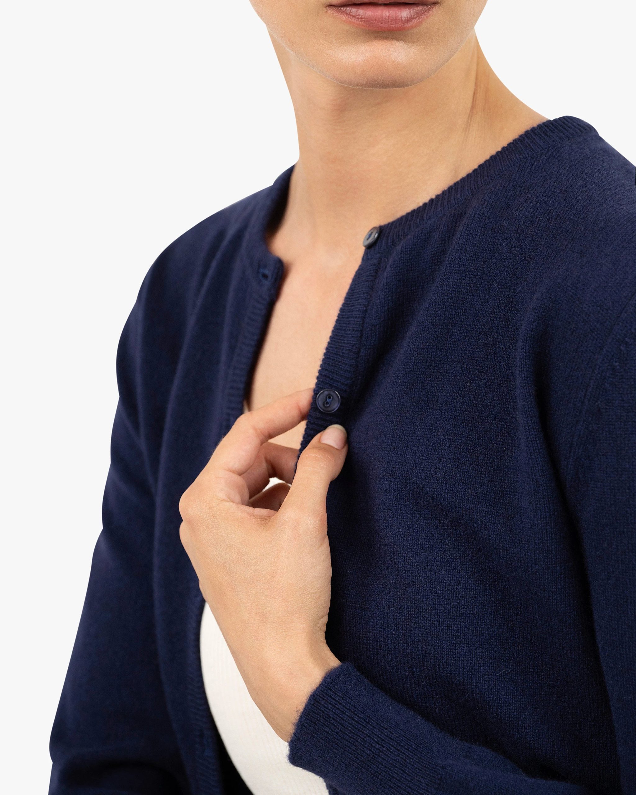 Essential Crew Neck Cardigan - Blue – Image 2