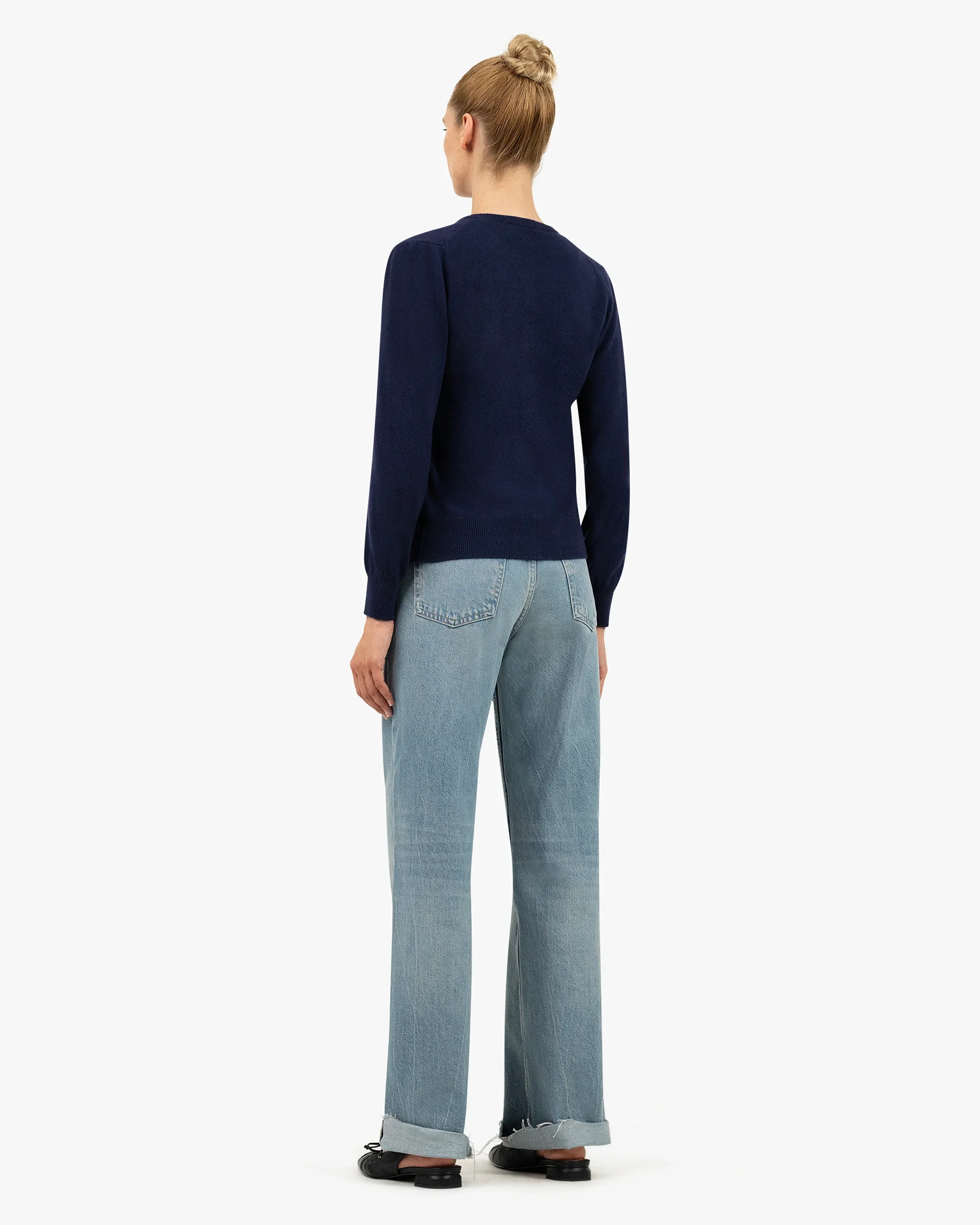 Essential Crew Neck Cardigan - Blue – Image 4