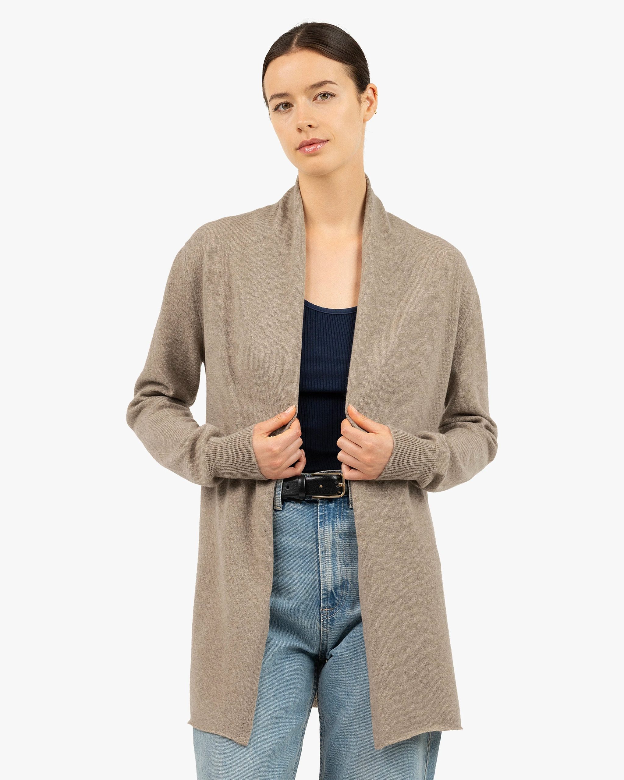Essential Open Cardigan - Taupe – Image 3