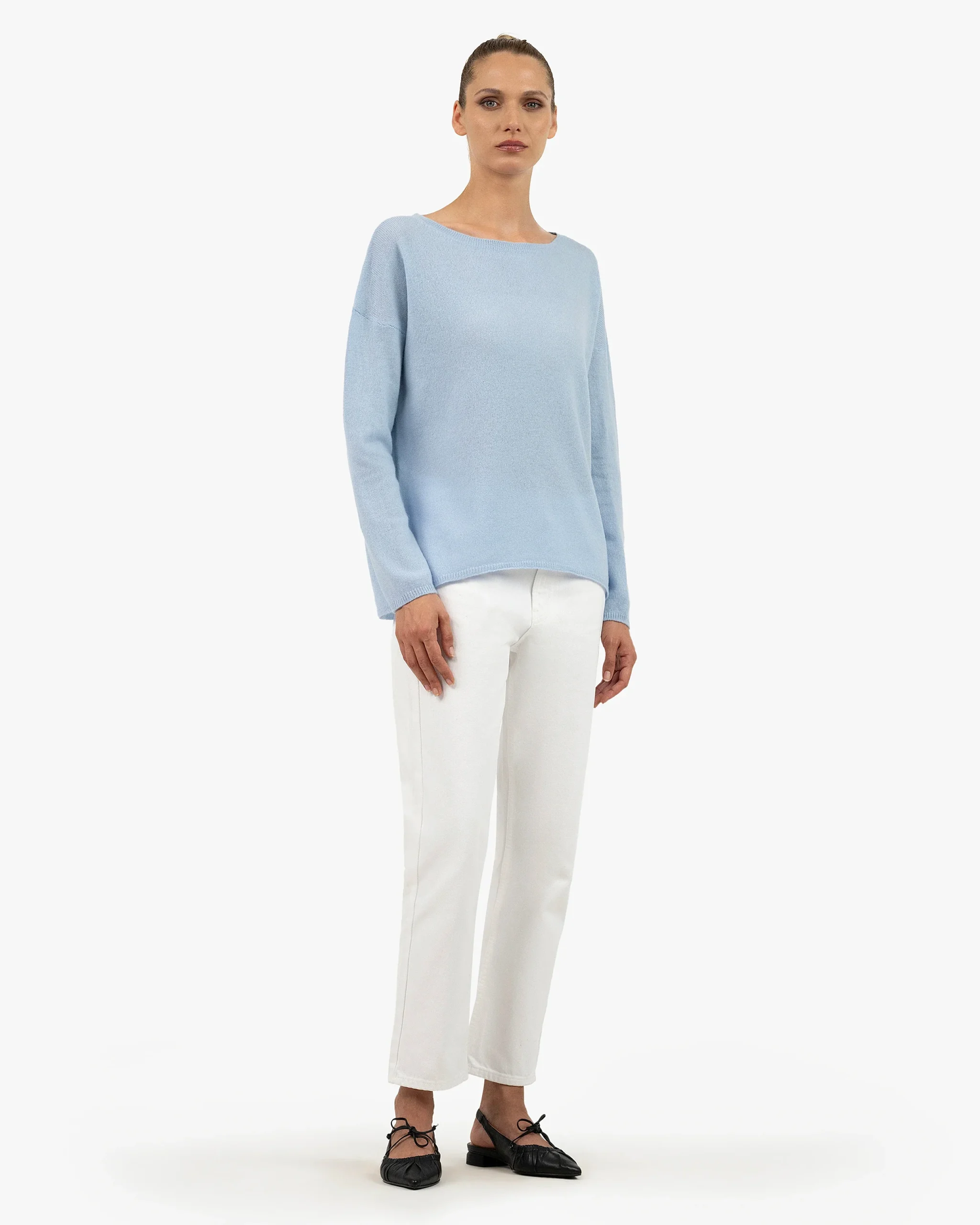 Lightness Boat Neck Sweater - Light Blue