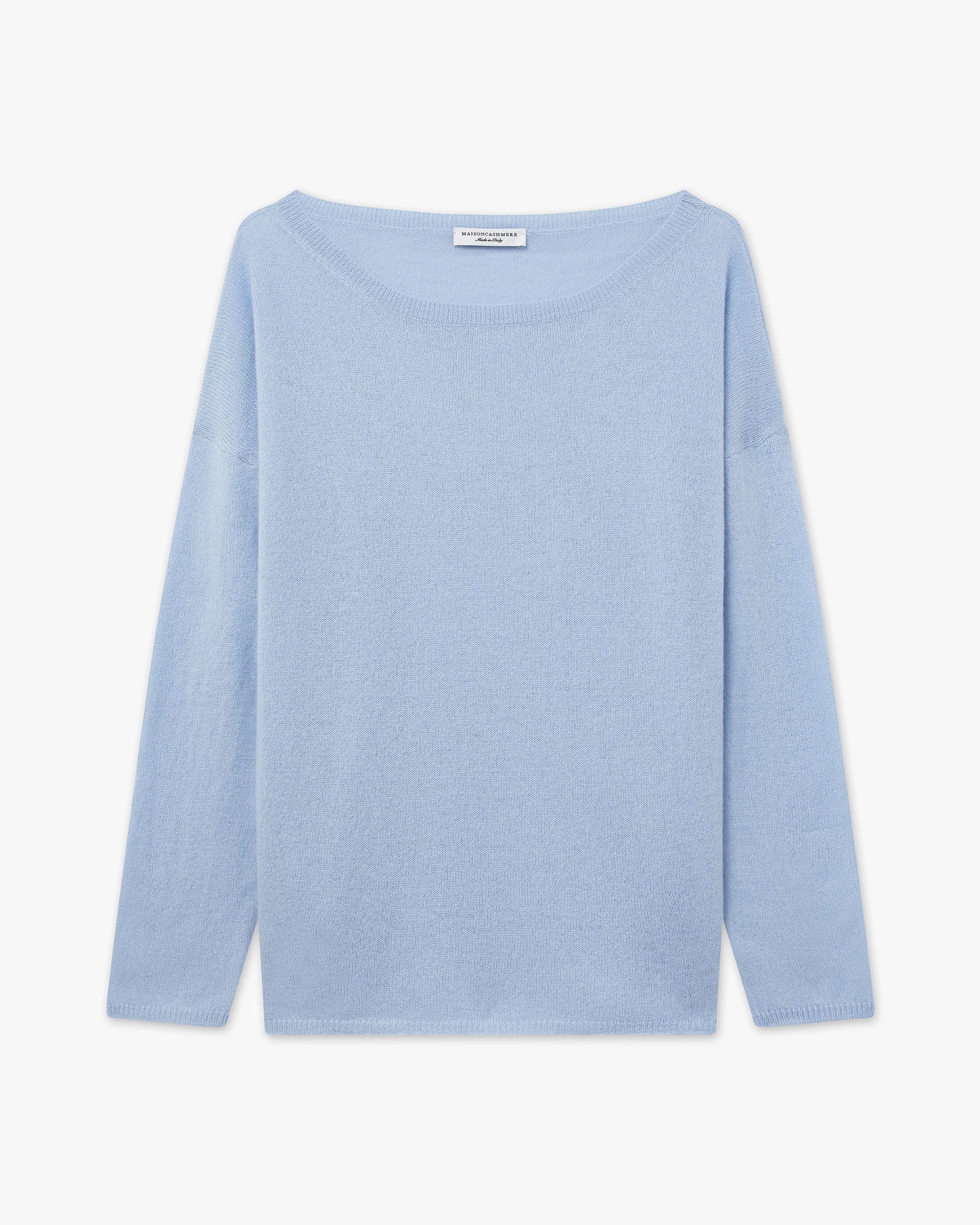 Lightness Boat Neck Sweater - Light Blue – Image 5