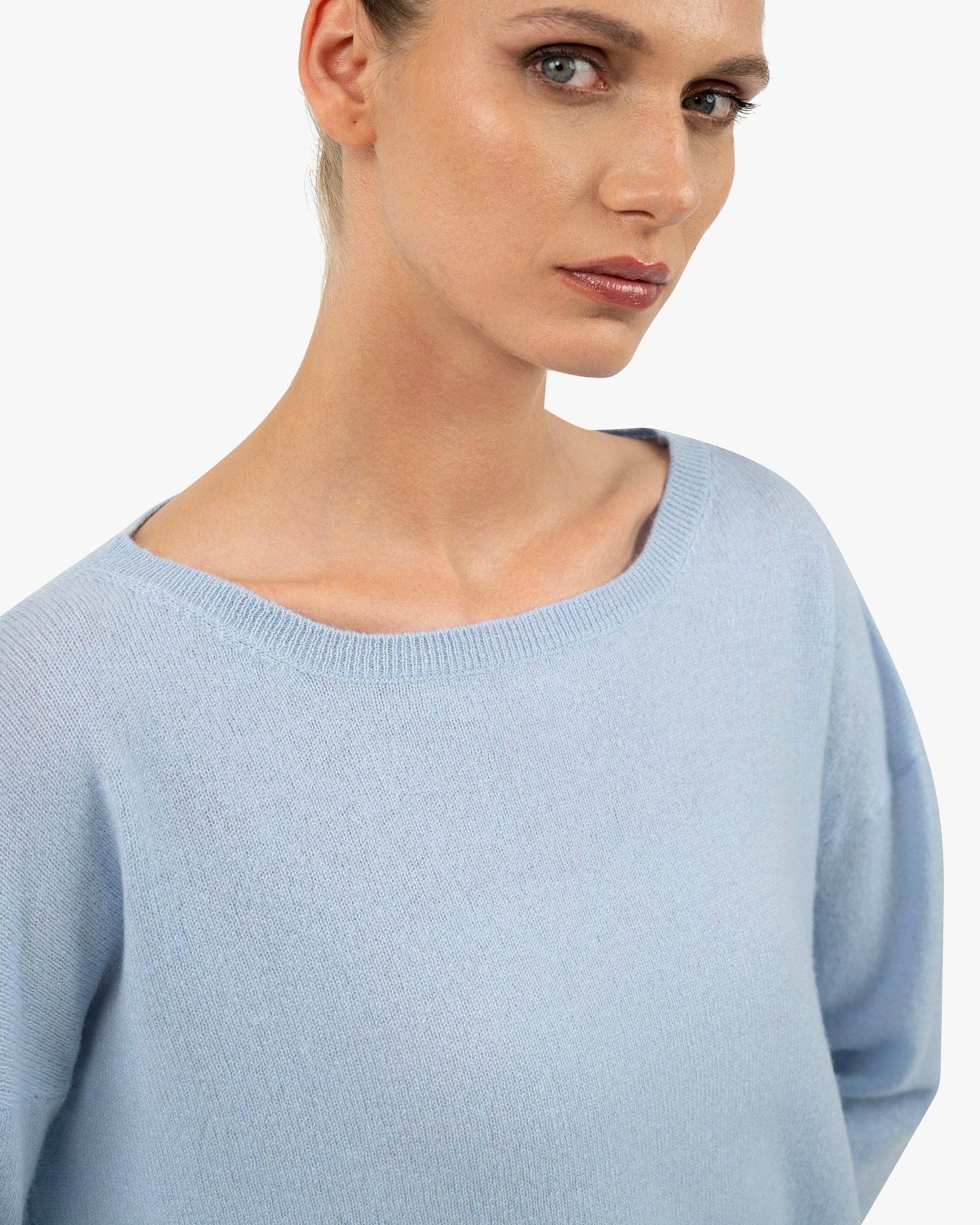 Lightness Boat Neck Sweater - Light Blue – Image 2