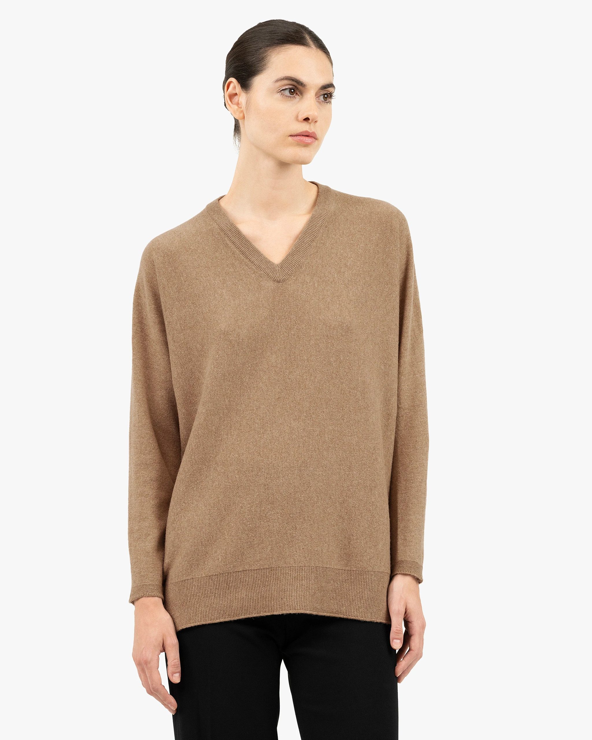 Women's Milford V-Neck Sweater - Hazelnut – Image 3