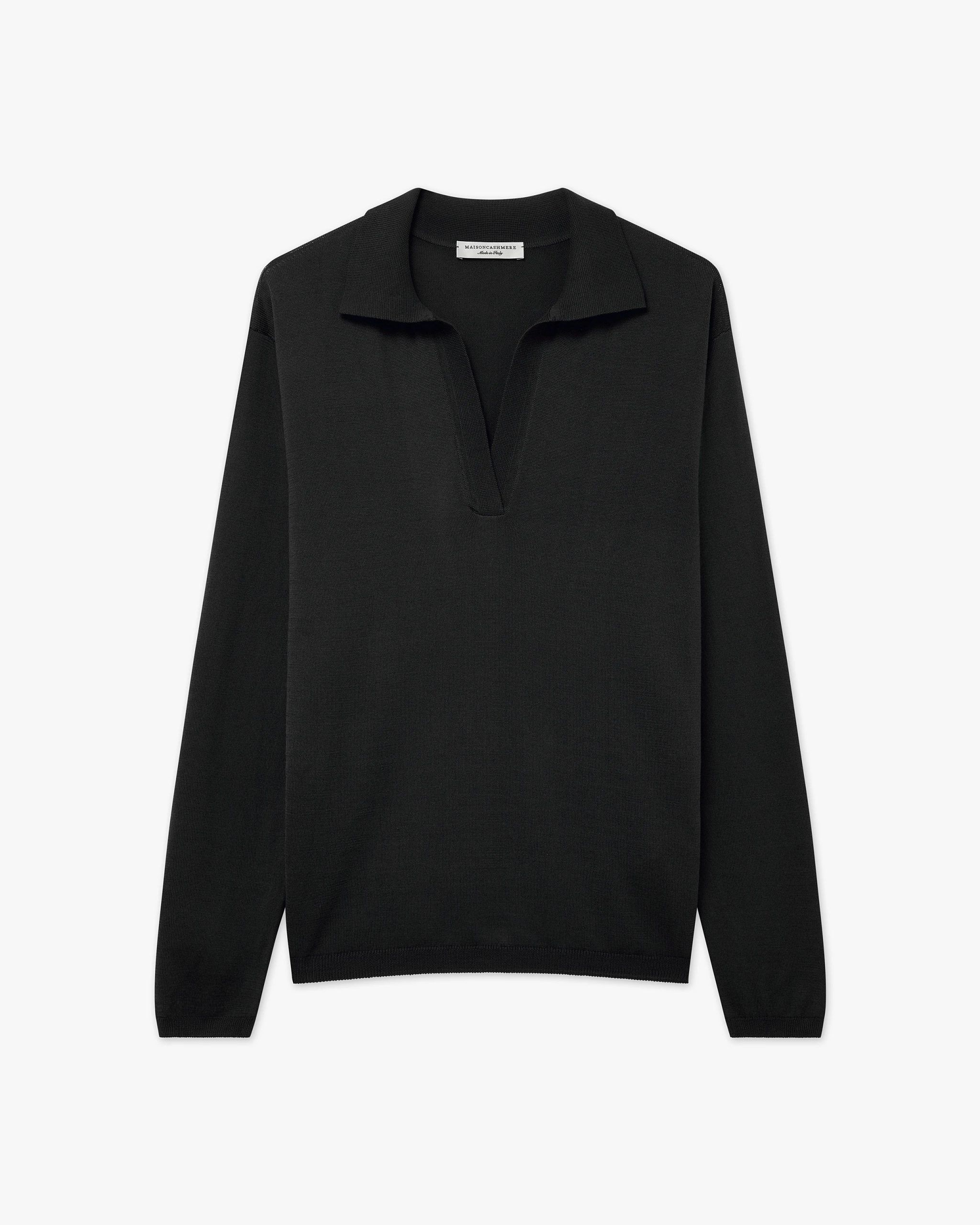 Women's Oasi Polo Sweater - Black – Image 4