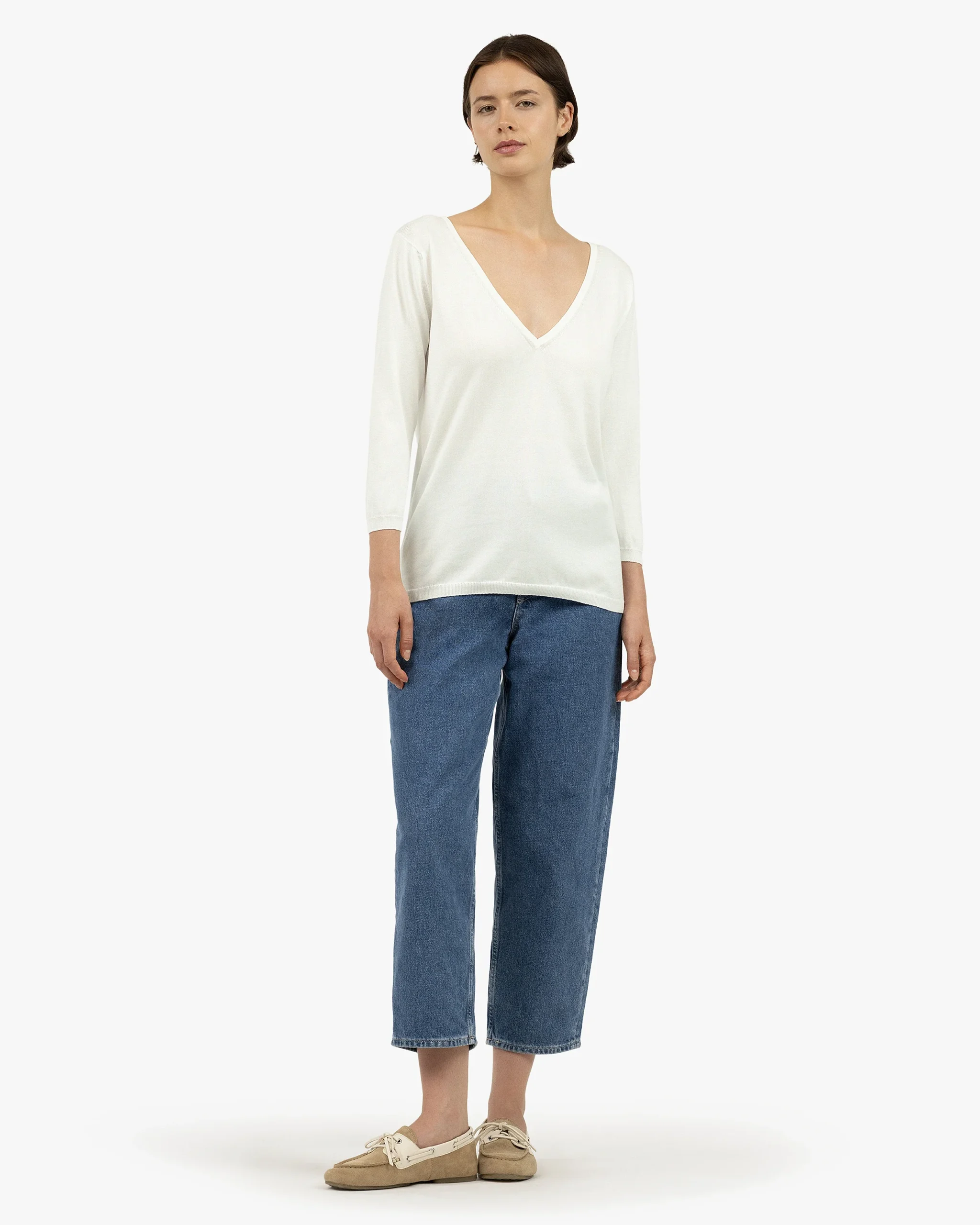 Women's Oasi V-Neck Sweater - White