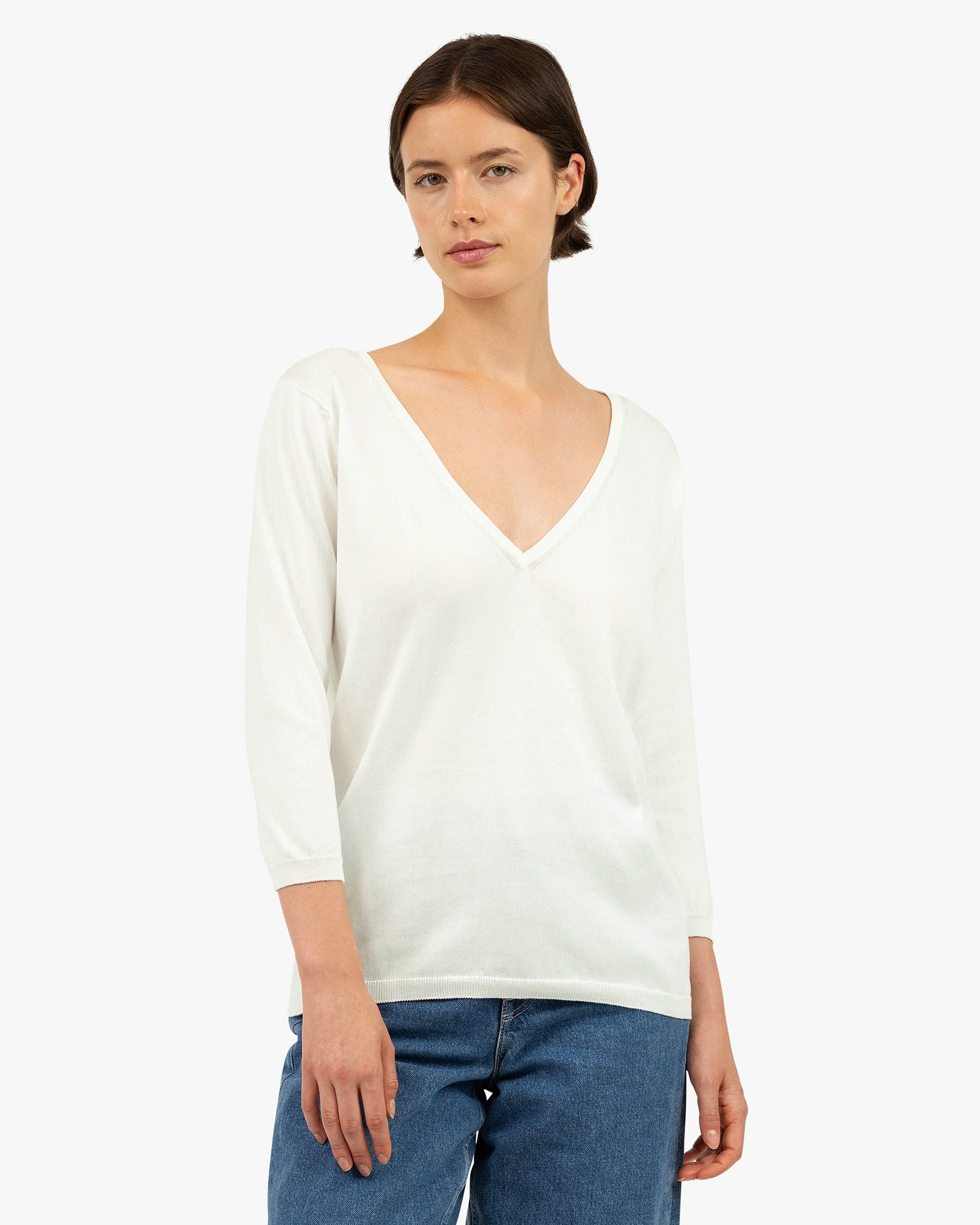 Women's Oasi V-Neck Sweater - White – Image 3