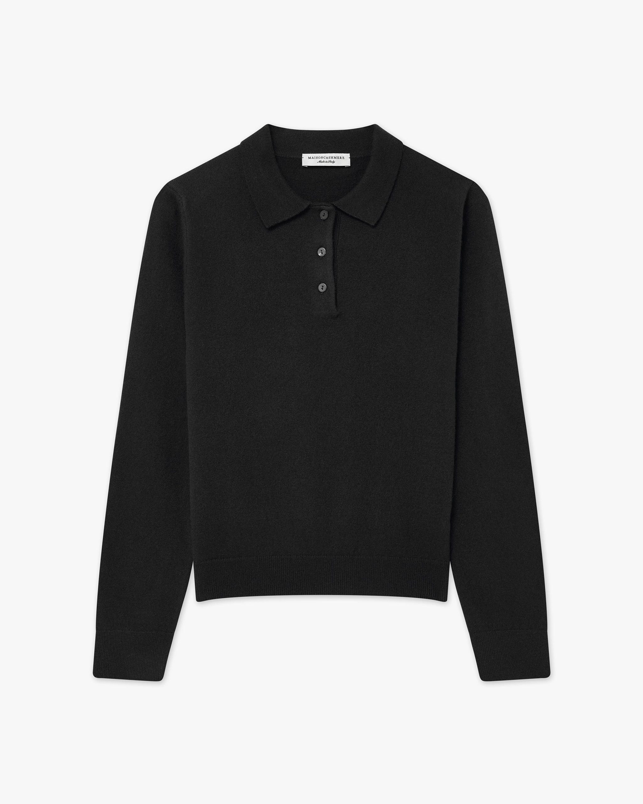 Women's Tribeca Polo Sweater - Black – Image 5