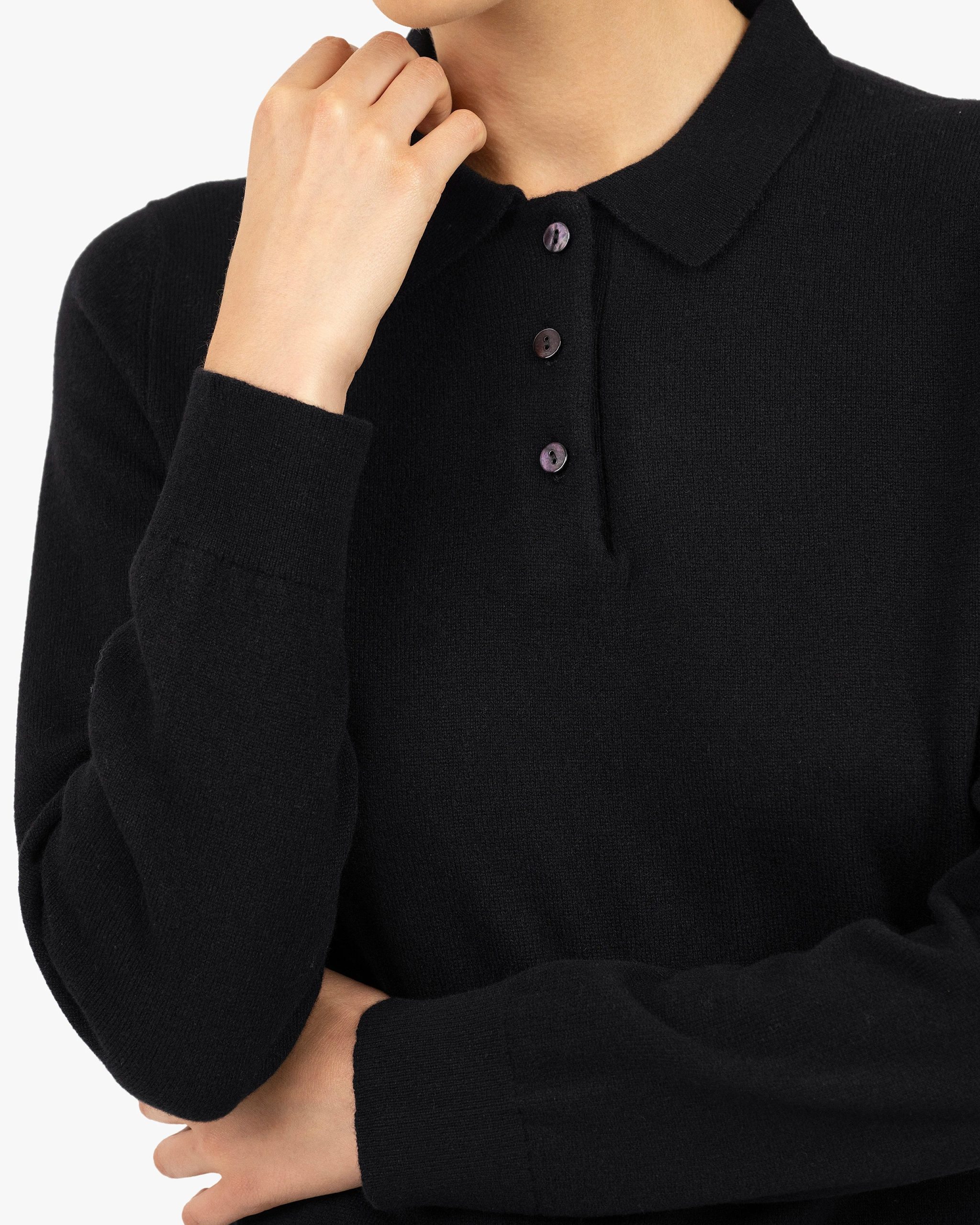 Women's Tribeca Polo Sweater - Black – Image 2