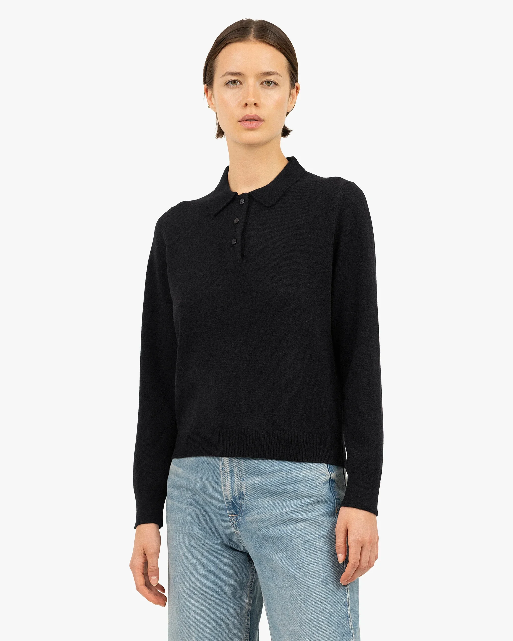 Women's Tribeca Polo Sweater - Black – Image 3