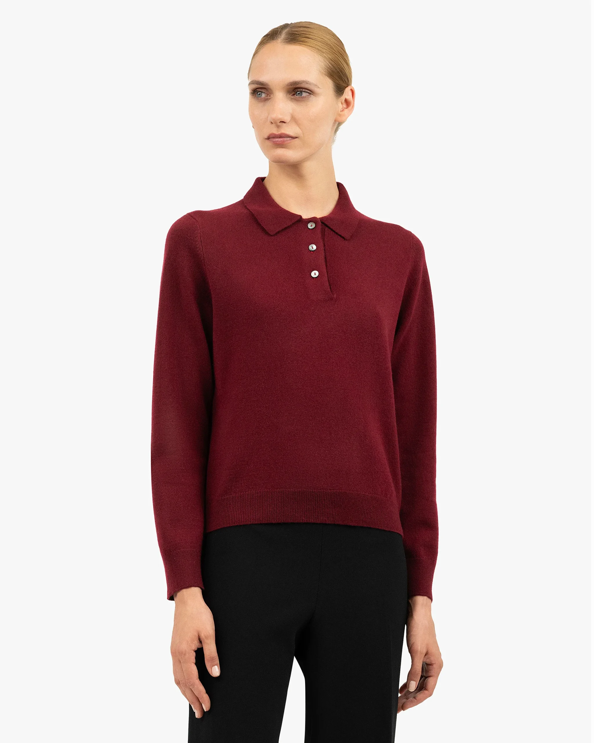 Women's Tribeca Polo Sweater - Bordeaux – Image 3