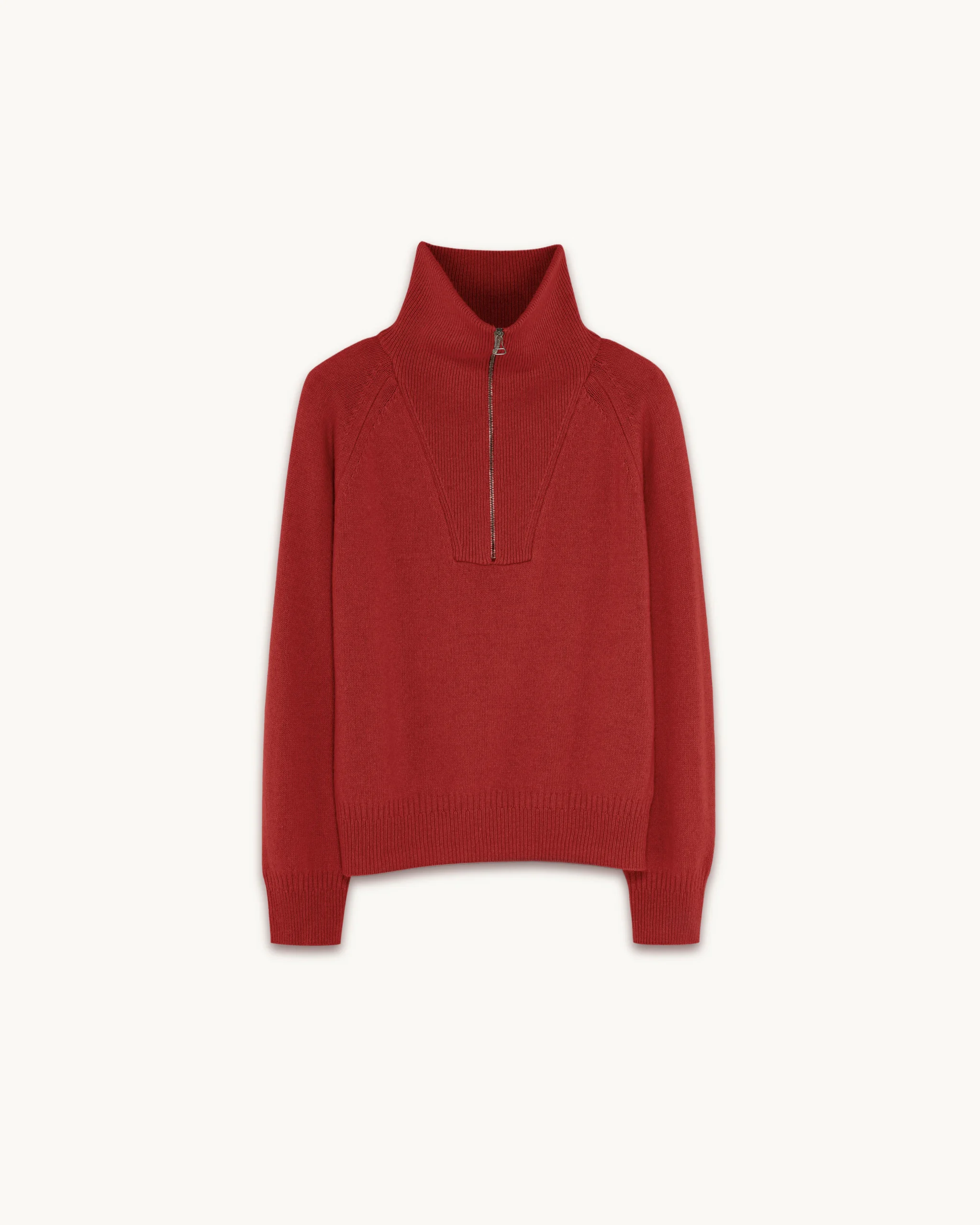 Women's Red Cashmere Zip Collar – Image 4